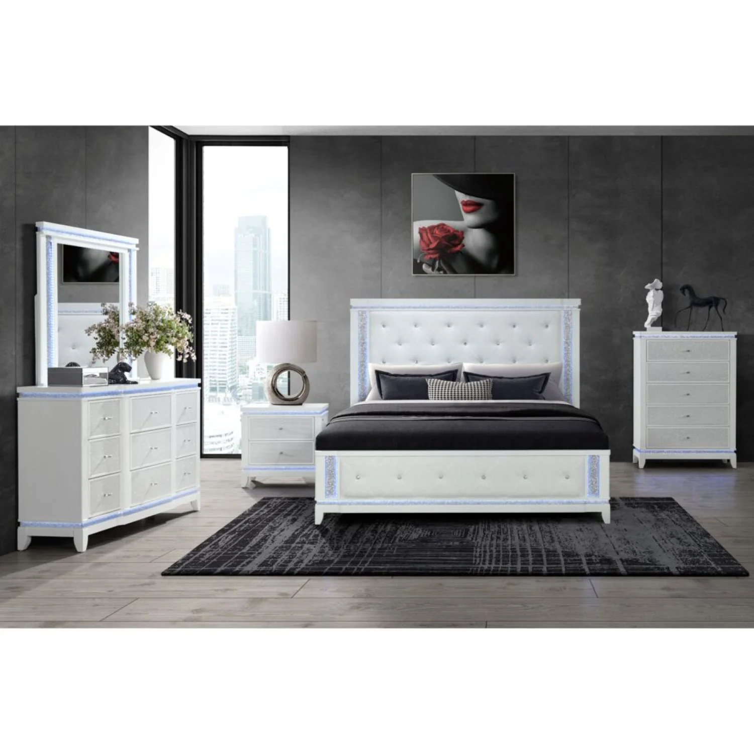 Adalid - Chest With LED Lighting - White - Image 8