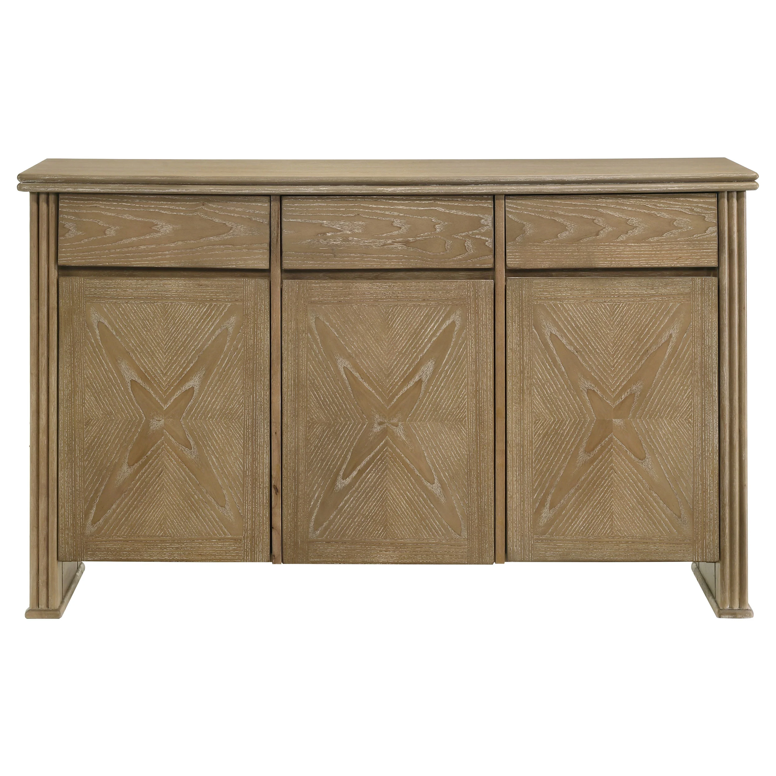 Adina 3-Door 59-Inch Sideboard in Distressed Light Brown - Image 3