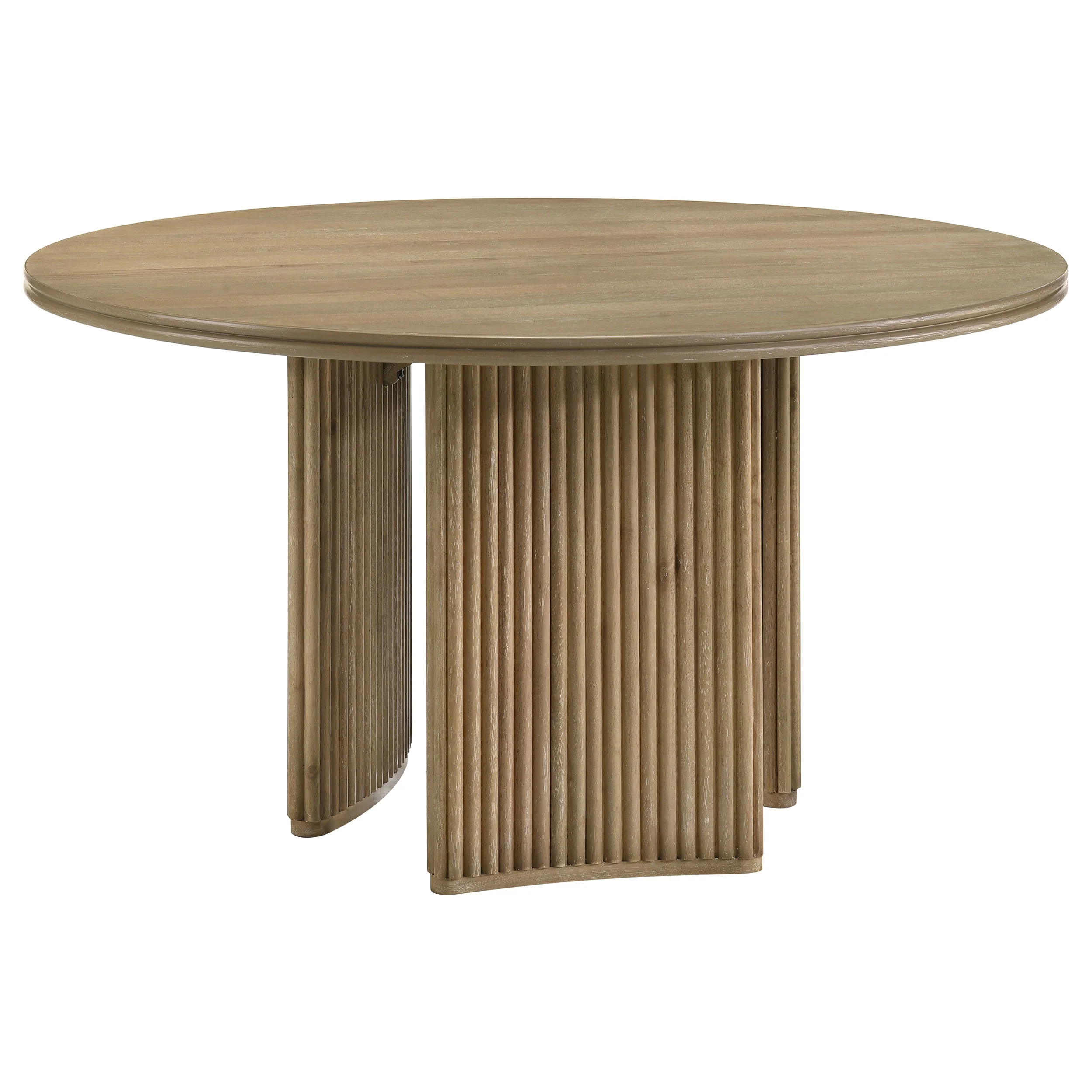 Adina 5-Piece Round Dining Table Set - Distressed Light Brown - Image 4