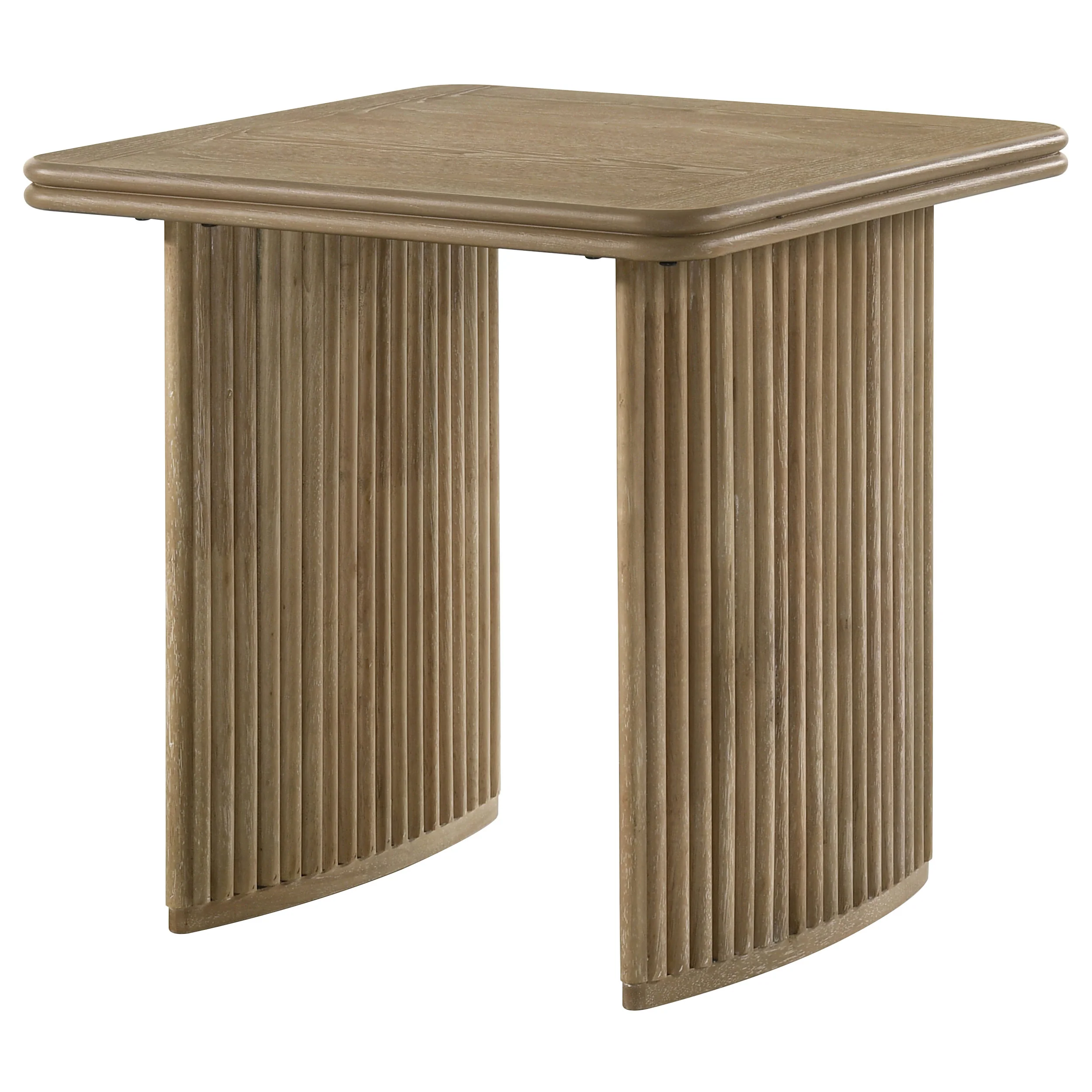 Adina Square Wood Side End Table, Distressed Light Brown - Image 3
