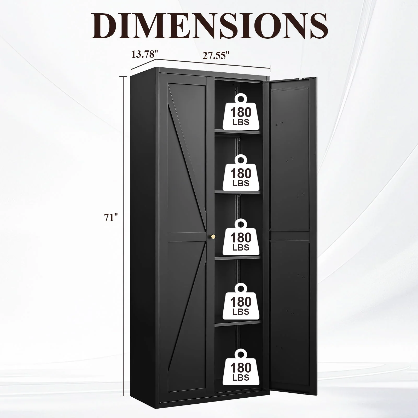 Adjustable 2 Door Storage Cabinet With Adjustable Shelves - Image 5