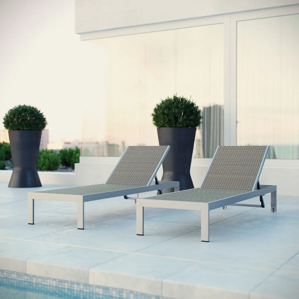 Adjustable Aluminum Rattan Outdoor Chaise Lounge with Side Table, Weather-Resistant - Image 9