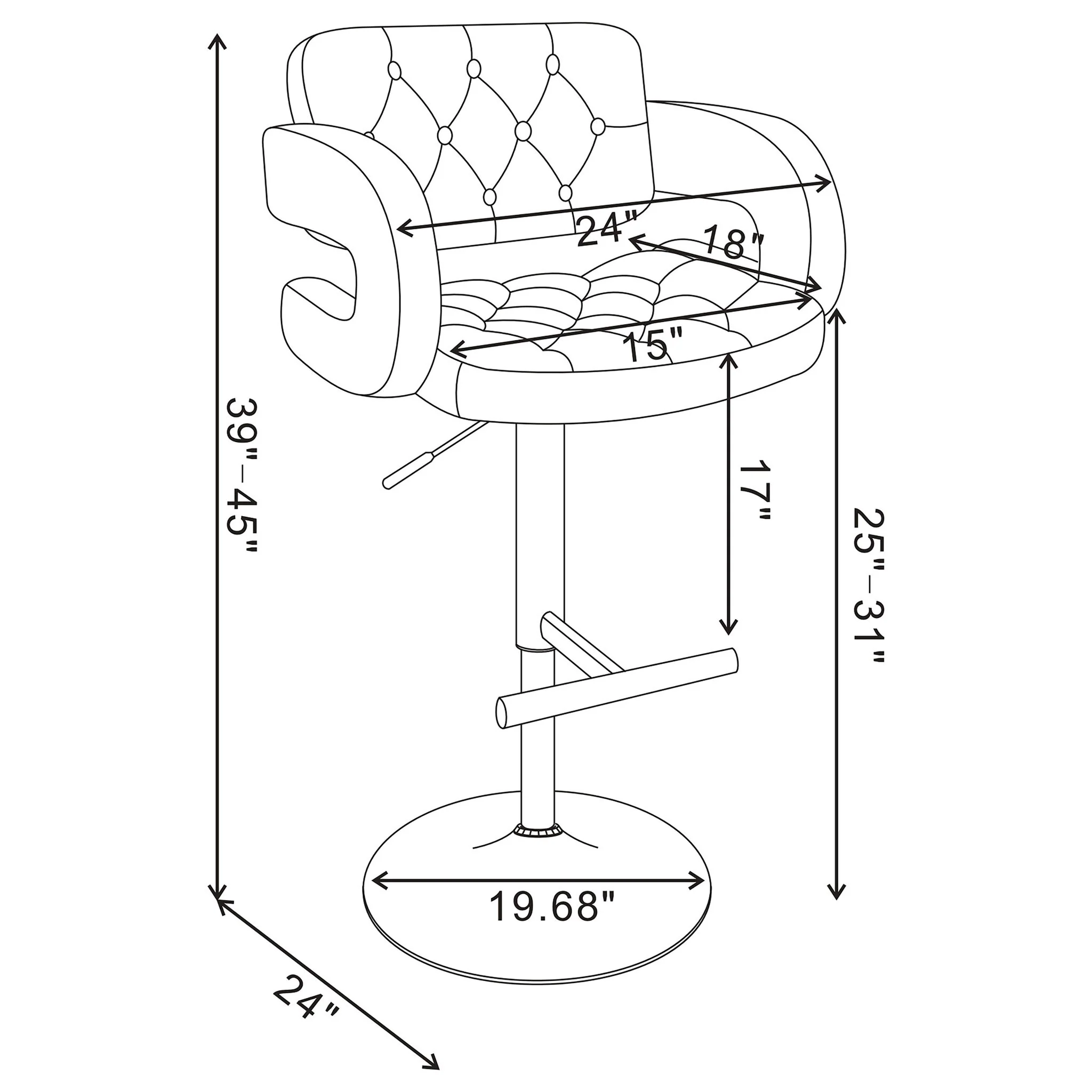 Adjustable Bar Stool With Upholstery - Image 27