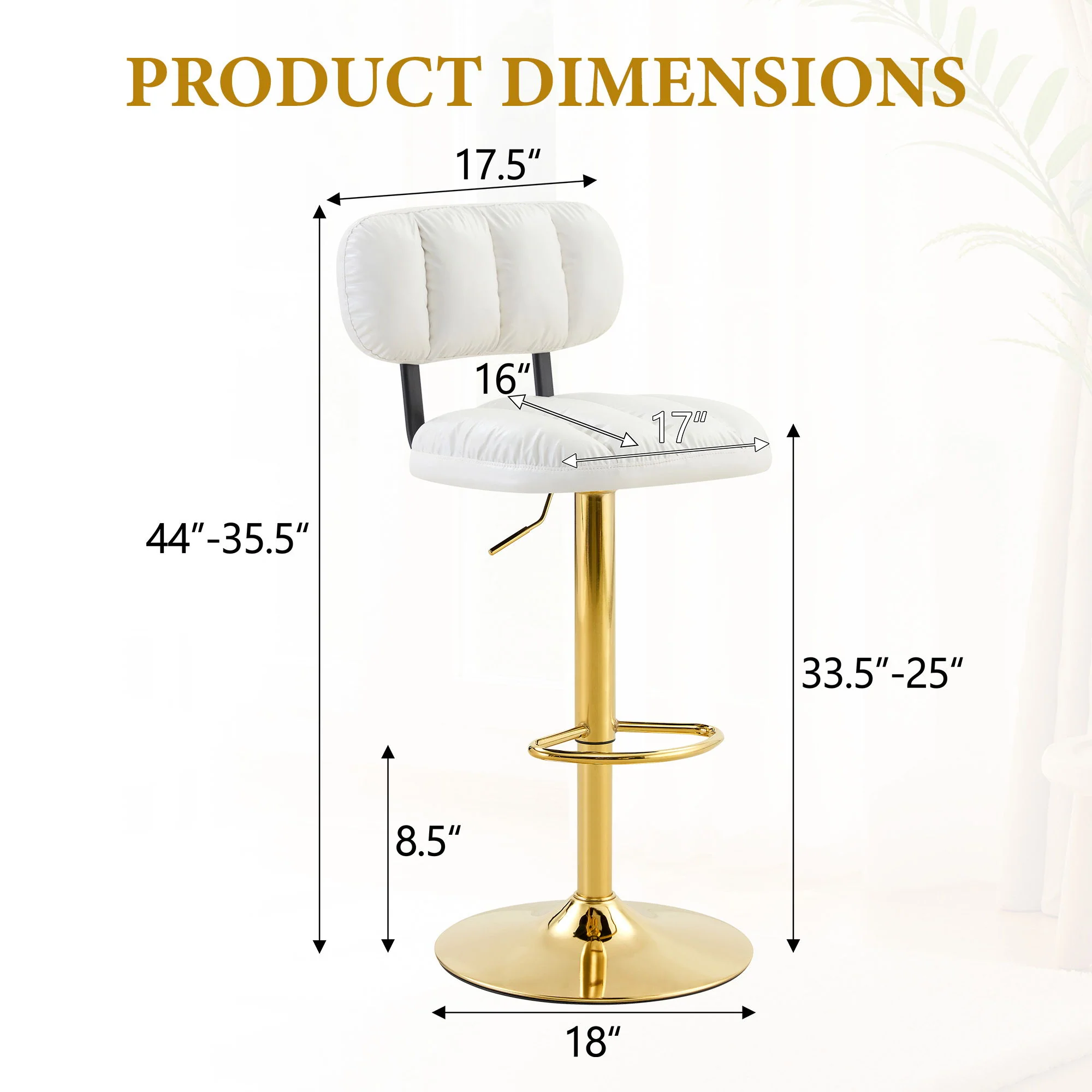 Adjustable Height Bar Stools & Footrest For Kitchen Island (Set of 2) - Image 18