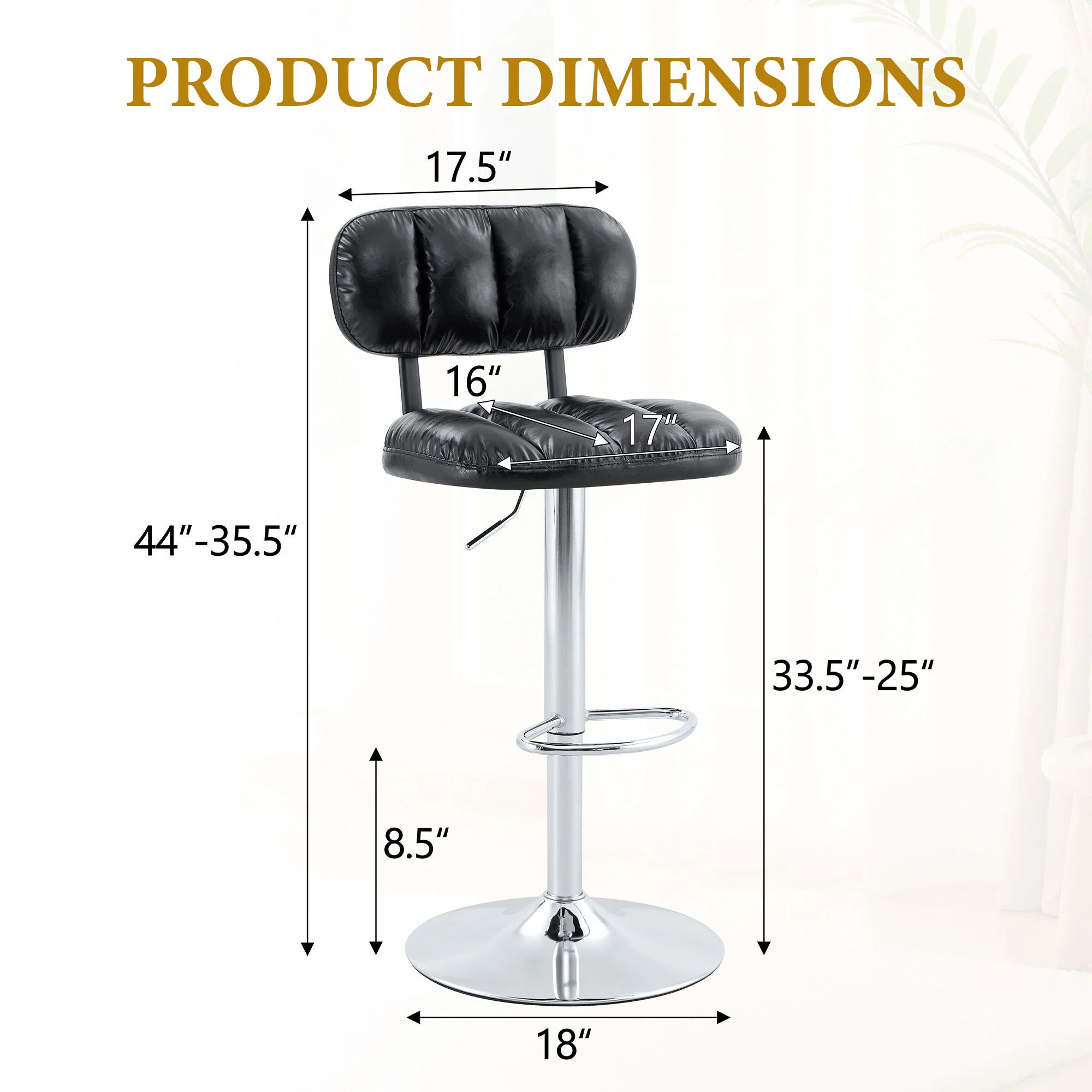 Adjustable Height Bar Stools With Footrest For Kitchen Island (Set of 2) - Image 8