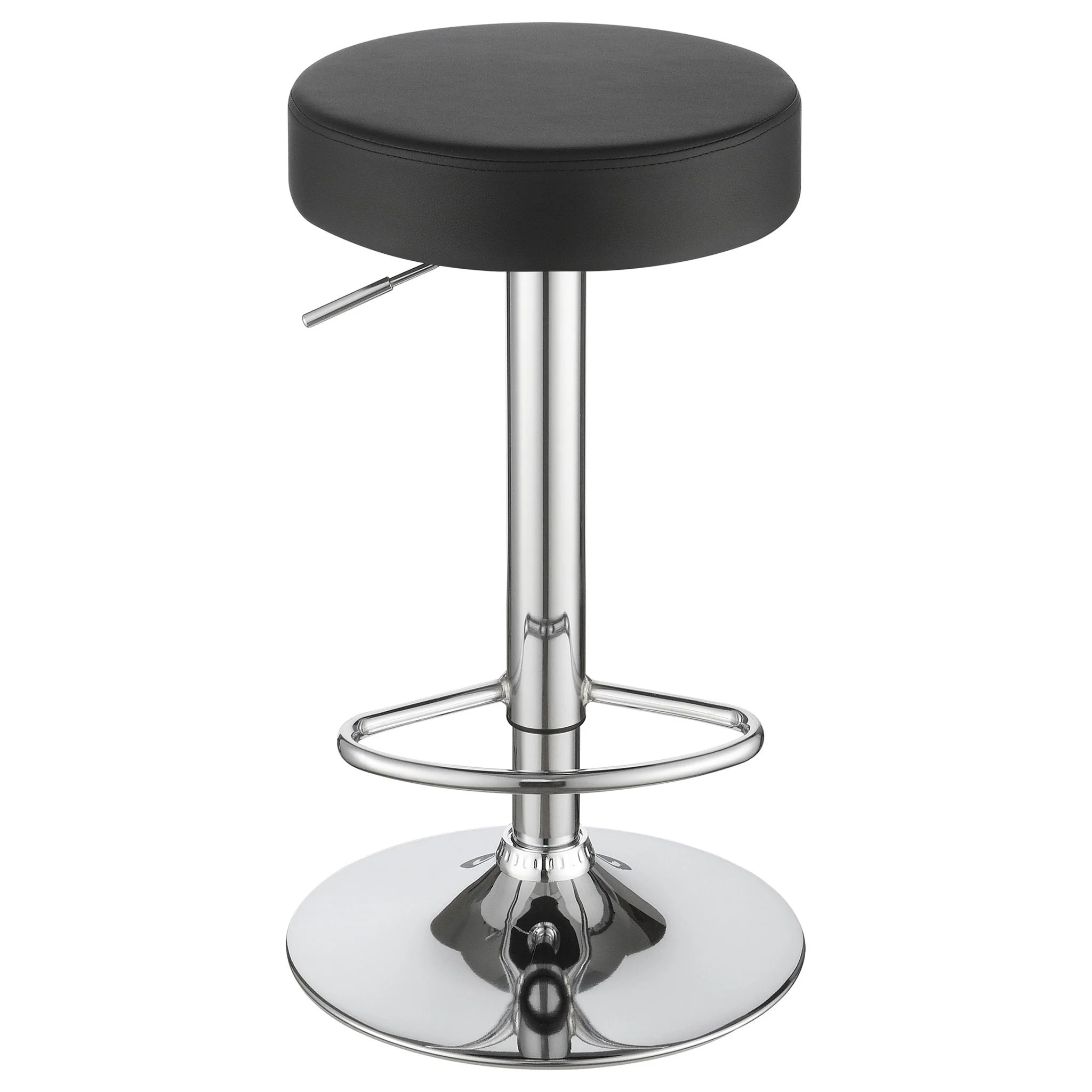 Adjustable Hydraulic Bar Stool With Base And Padded Seat - Black / Silver - Image 6