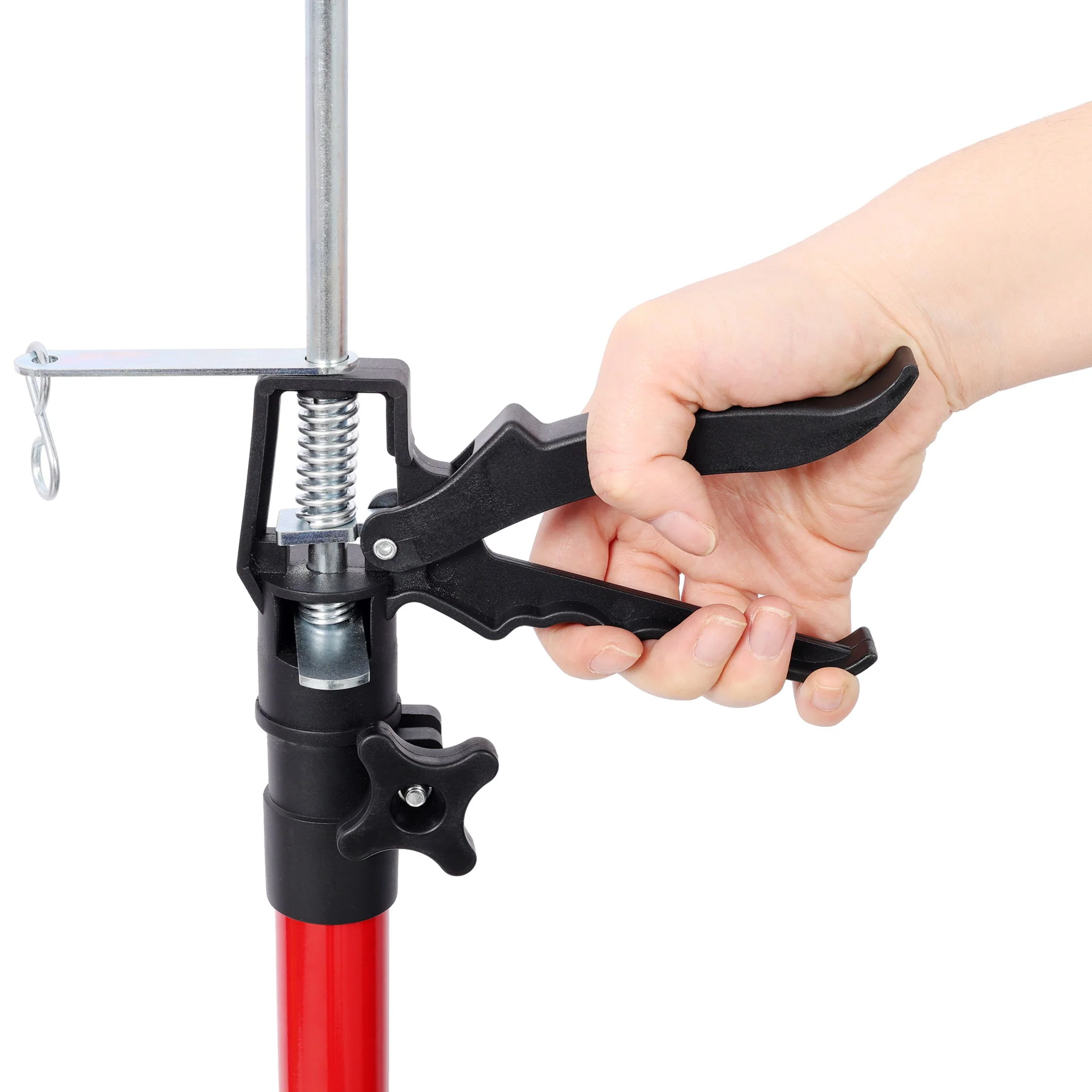 Adjustable Steel Support Pole System For Jacks And Drywalls With Carry Bag - Black / Red - Image 8