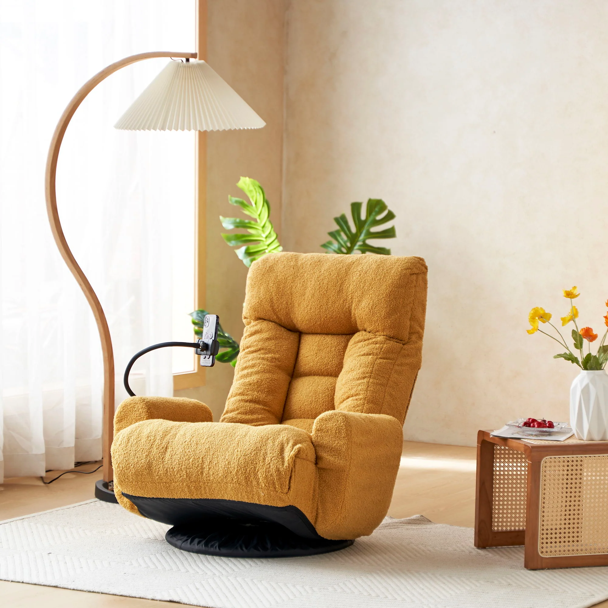 Adjustable Swivel Lounge Chair With 360 Degree Rotating Seat And Headrest Support - Image 12