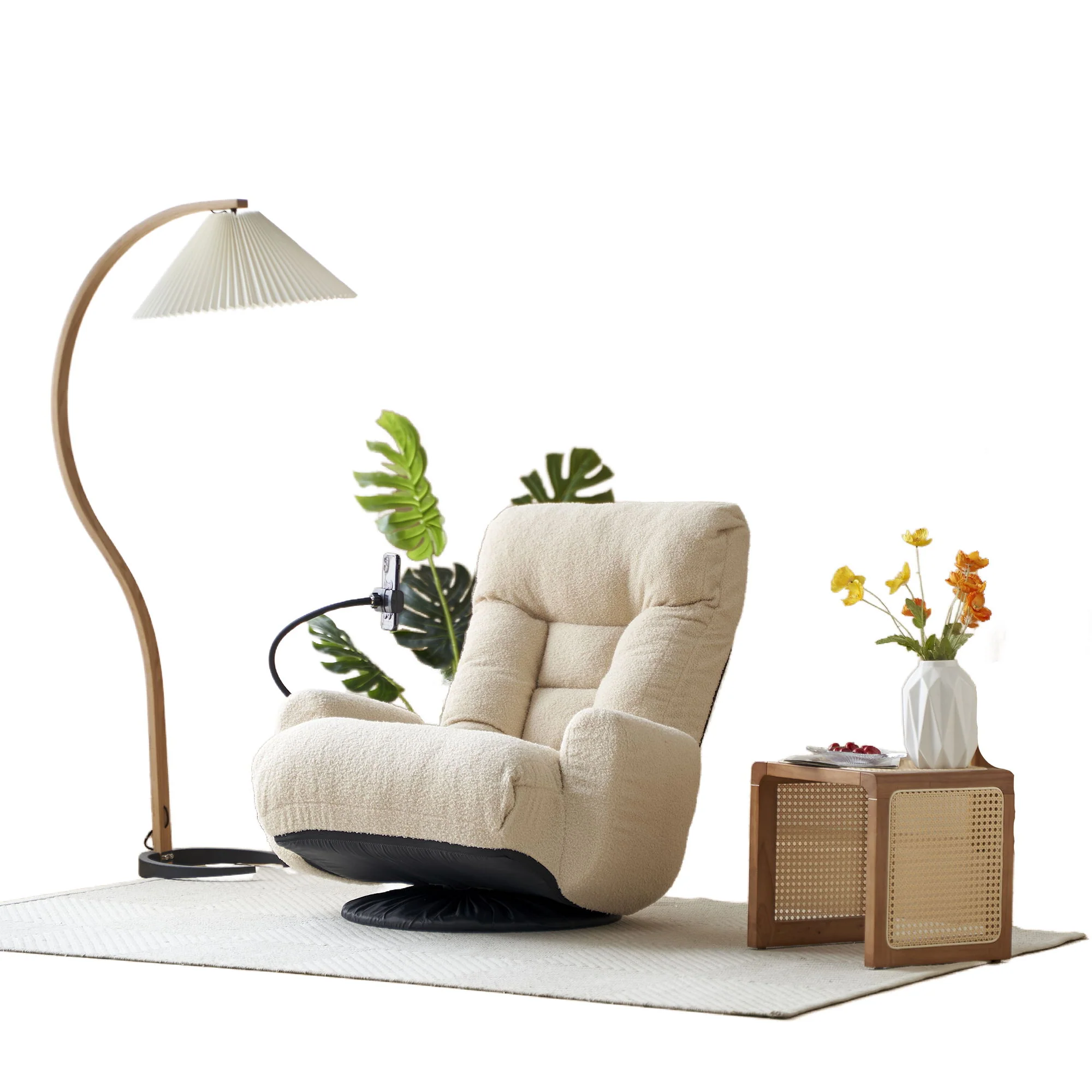 Adjustable Swivel Lounge Chair With 360 Degree Rotating Seat And Headrest Support - Image 20