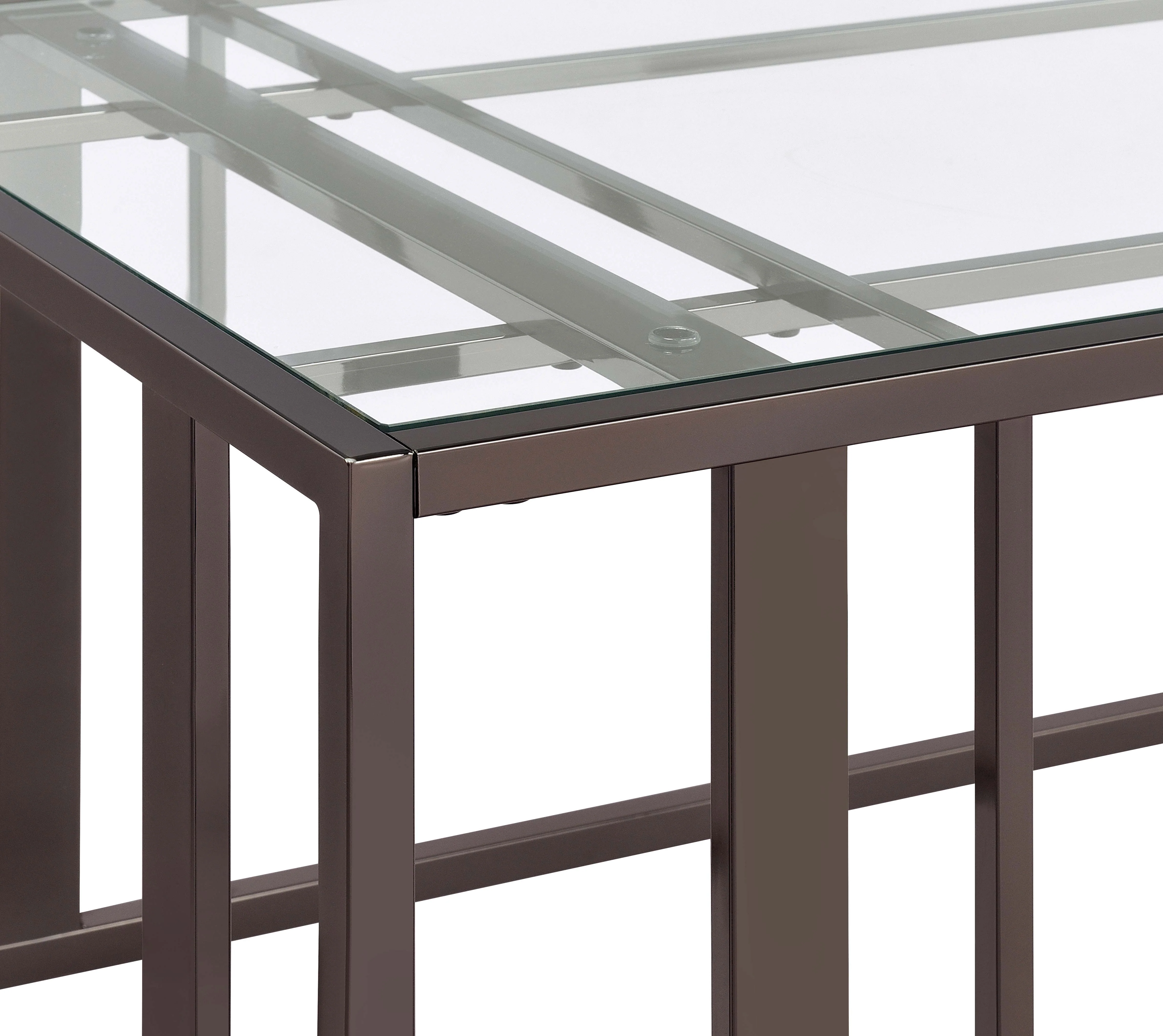 Adri Rectangular Glass Top Side Table Black Nickel - Image 8