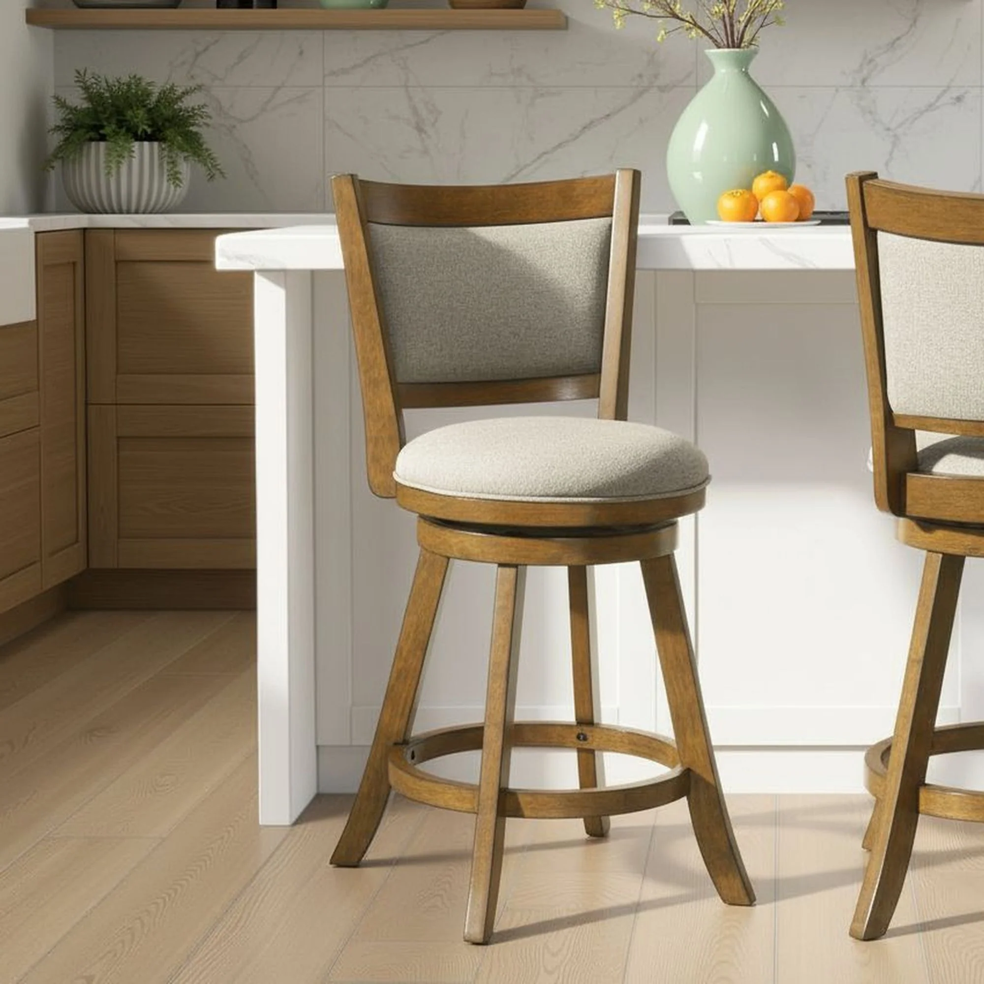 Aiden - Modern Farmhouse Swivel Wood Counter Height Kitchen Bar Stool - Image 20