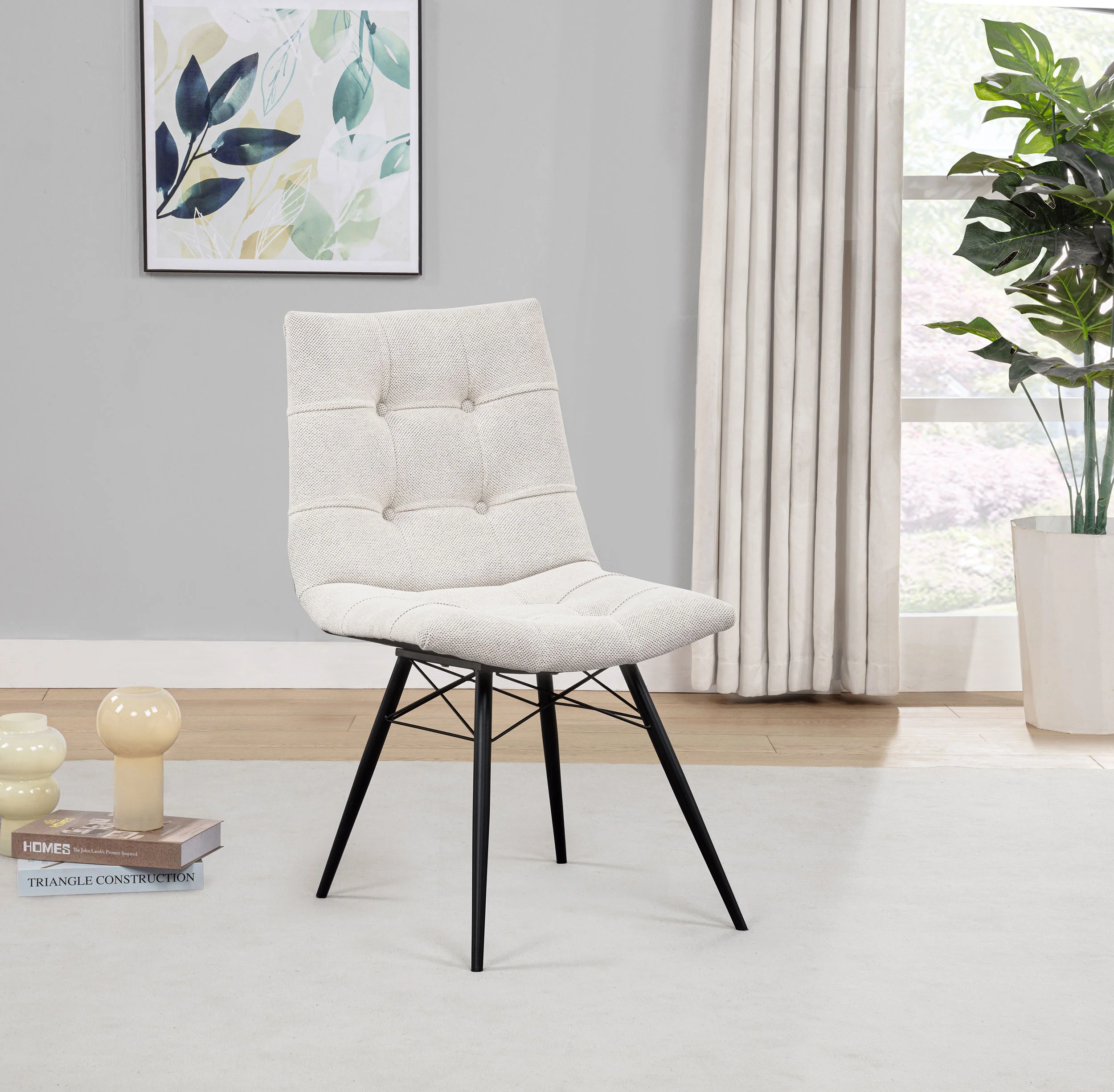 Aiken Fabric Upholstered Dining Side Chair, Stone (Set of 4) - Image 4