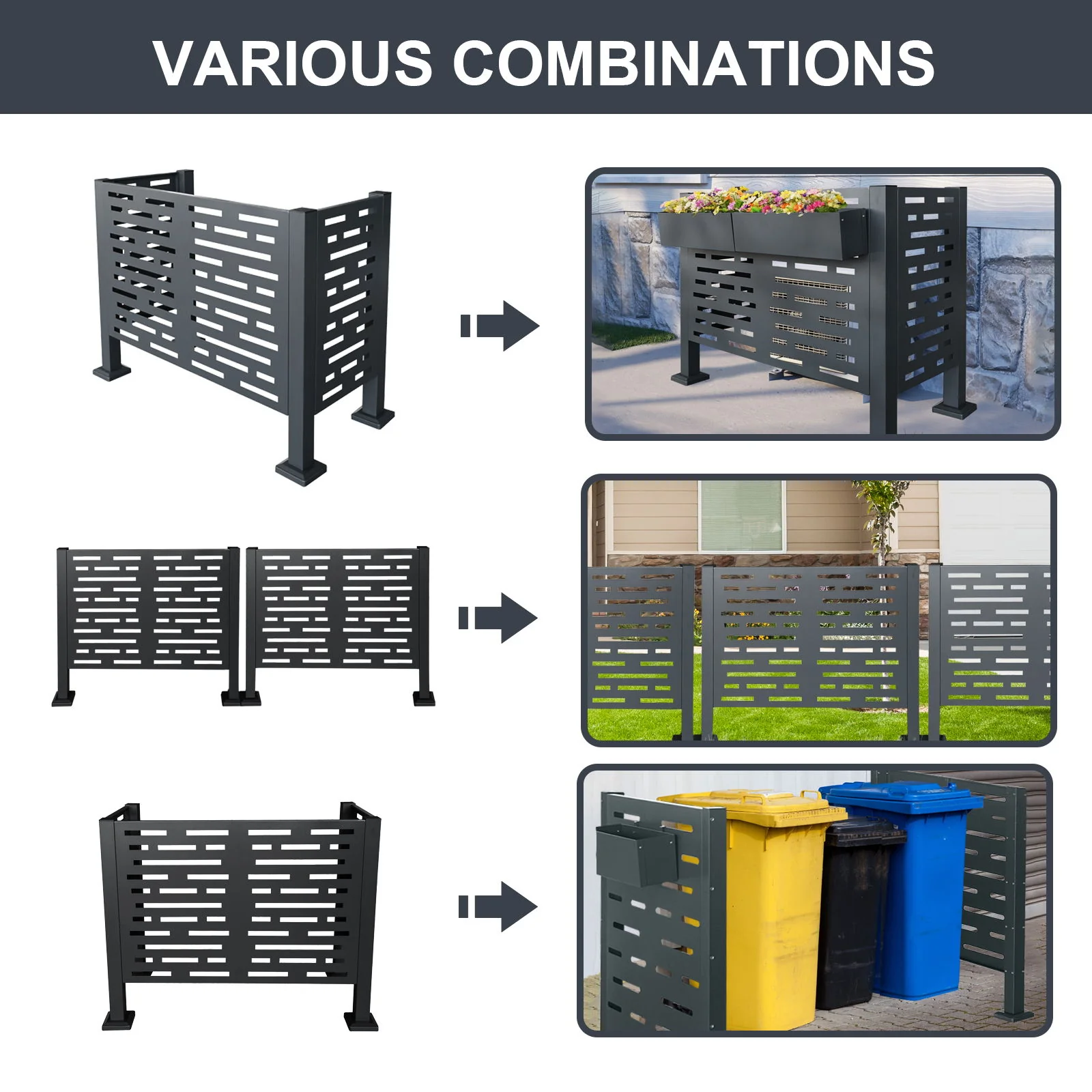 Air Conditioner Fence For Outdoor Units, Metal Privacy Fence Cover, Perfect To Conceal Air Conditioning Units, 3 Fence Panel - Image 22