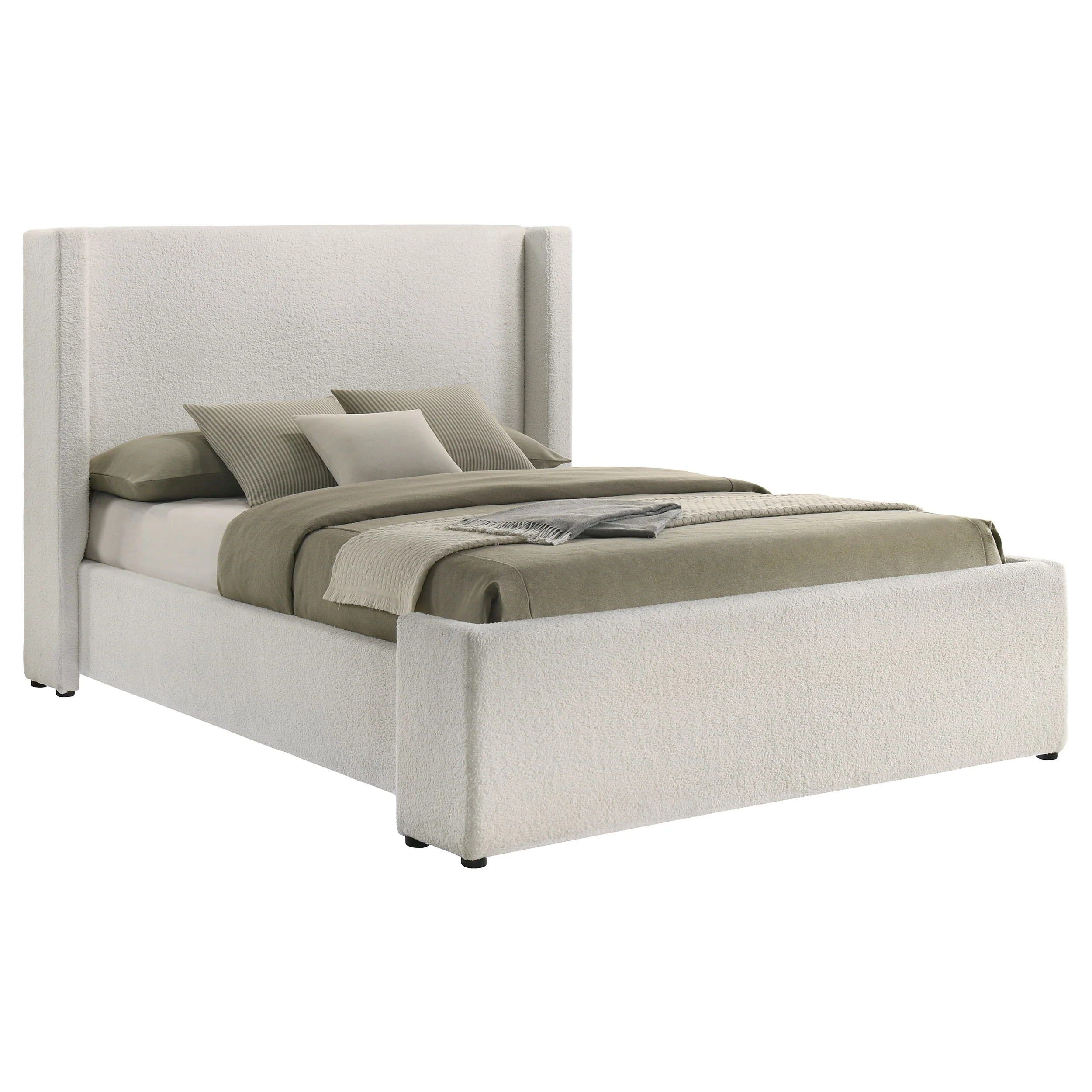 Alamosa Boucle Upholstered Queen Wingback Bed - White - Image 4