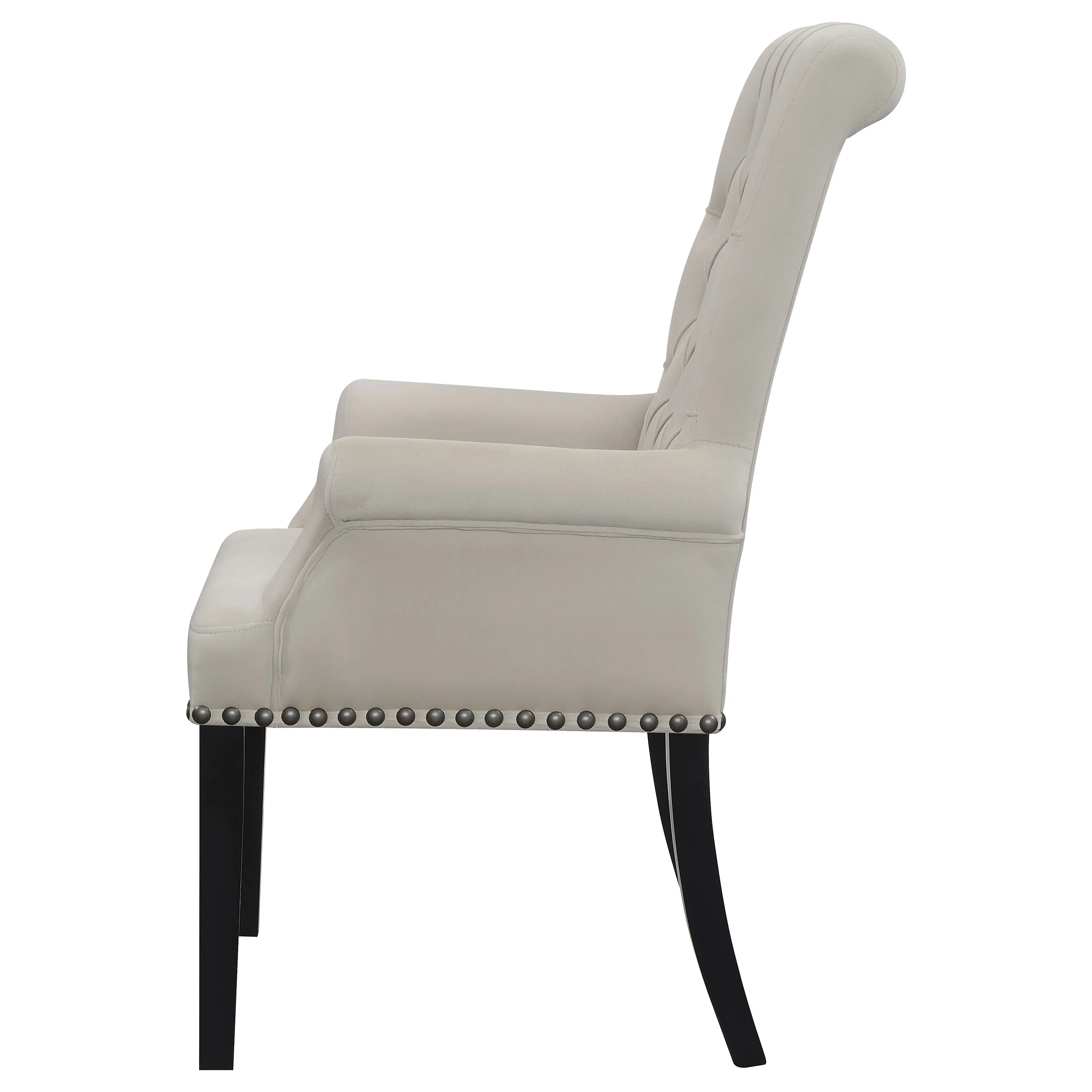 Alana Velvet Upholstered Dining Arm Chair, Sand - Image 4