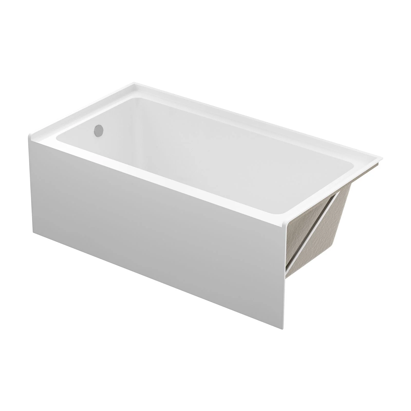 Alcove Soaking Bathtub With Skirt - Back-To-Wall Design, Compact - Glossy White - Image 4