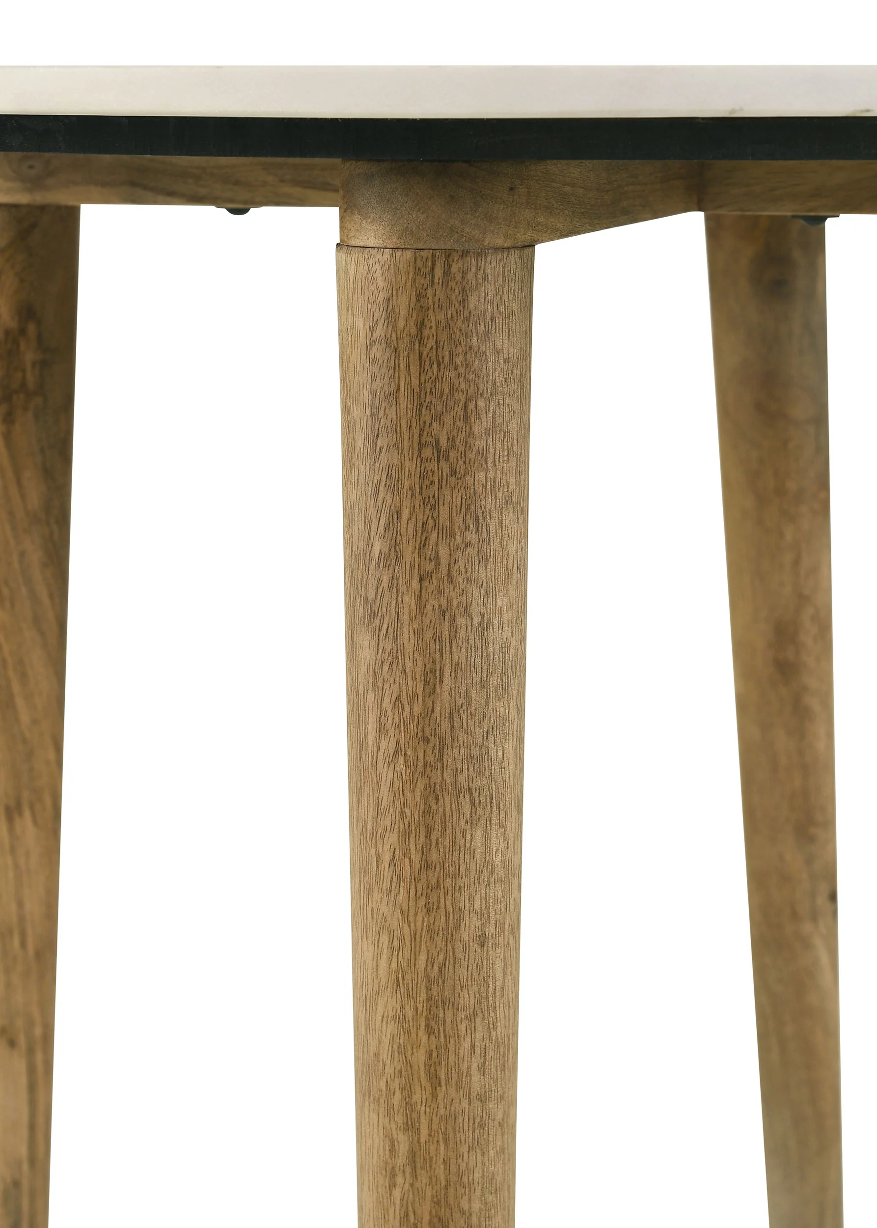 Aldis Round Marble Top Side Table - White and Natural - Image 3