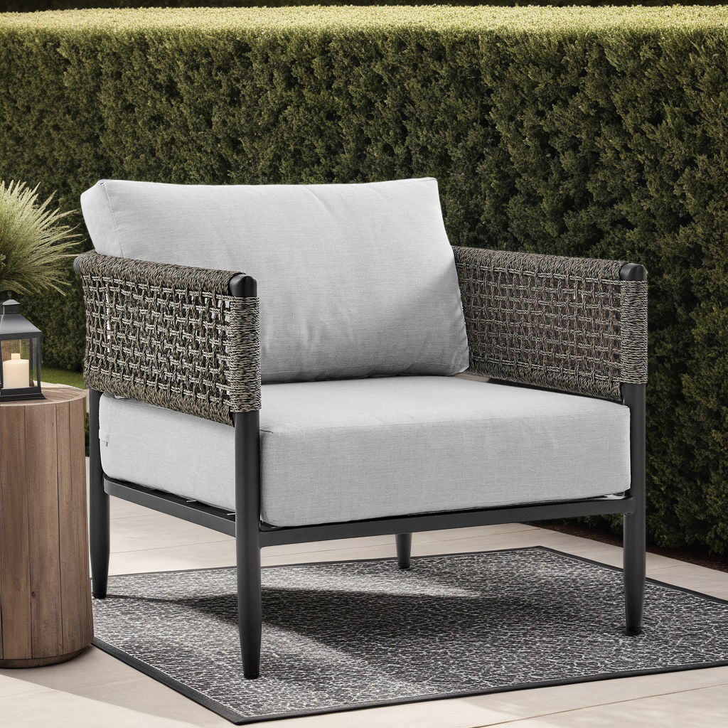 Alegria - Aluminum And Rope Outdoor Chair - Black / Gray - Image 2