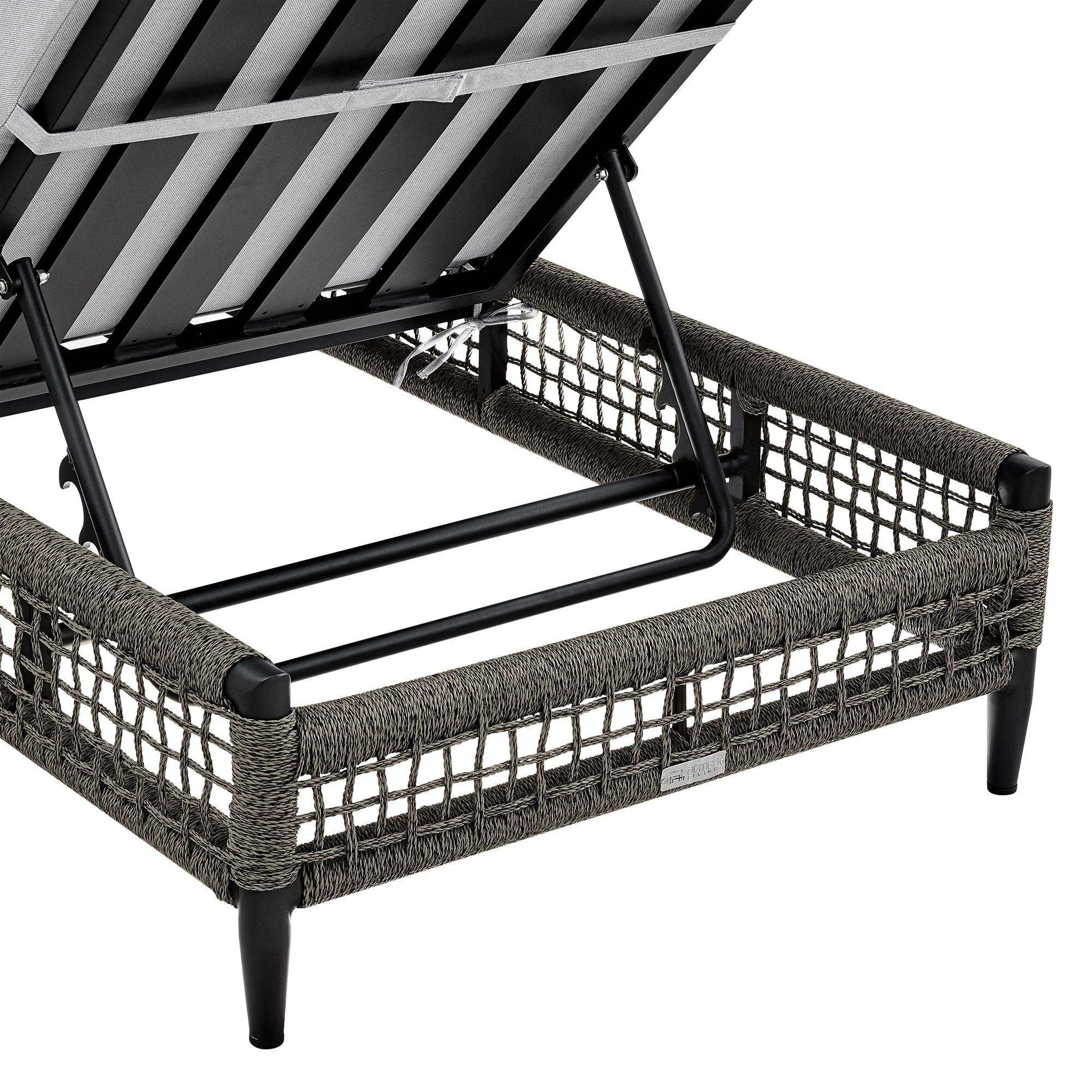 Alegria - Outdoor Patio Adjustable Chaise Lounge Chair In Aluminum With Gray Rope And Cushions - Image 2
