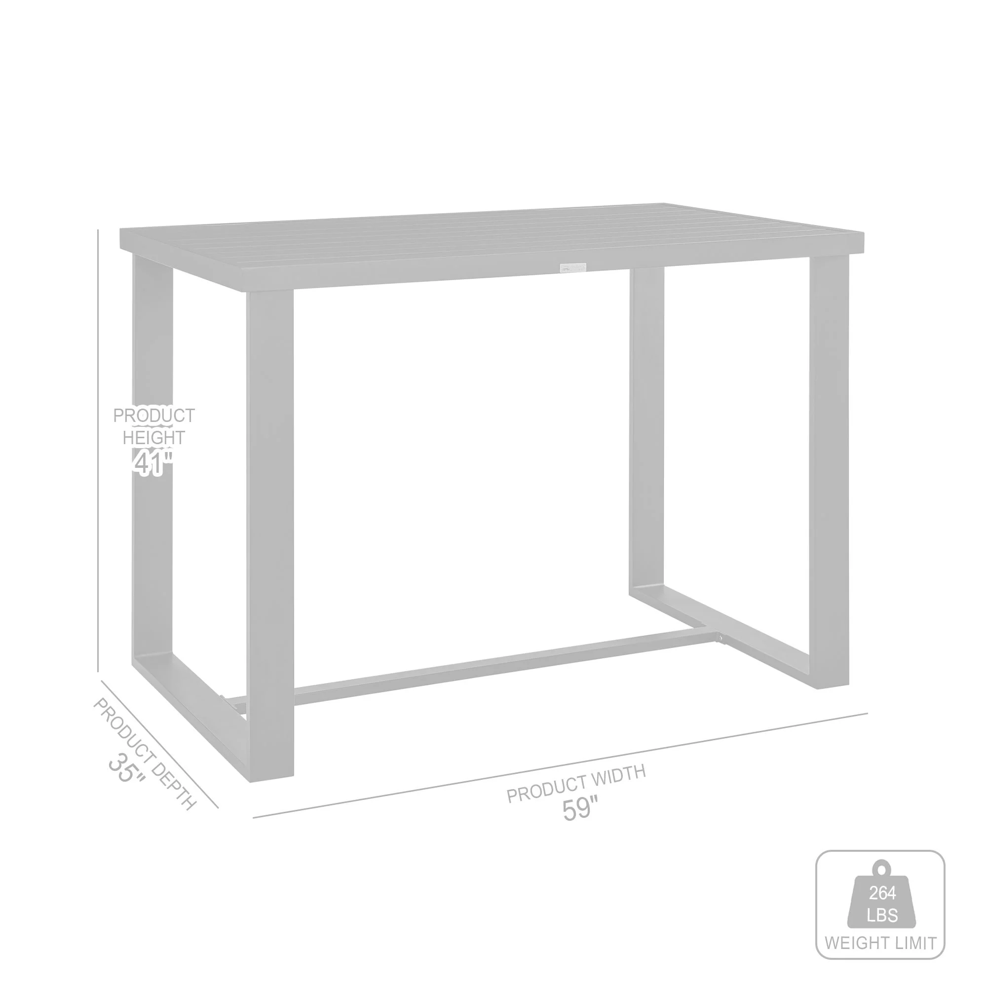 Alegria - Outdoor Patio Bar Height Dining Table In Aluminum - Image 5
