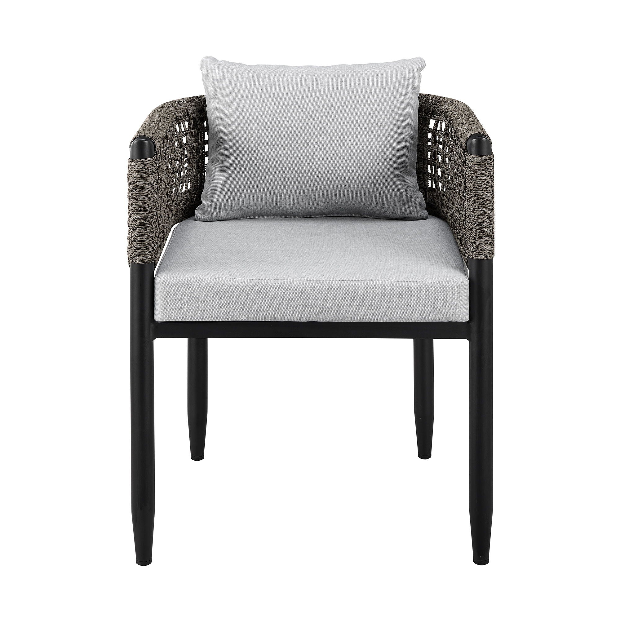 Alegria - Outdoor Patio Dining Chair In Aluminum With Gray Rope And Cushions - (Set Of 2) - Image 5