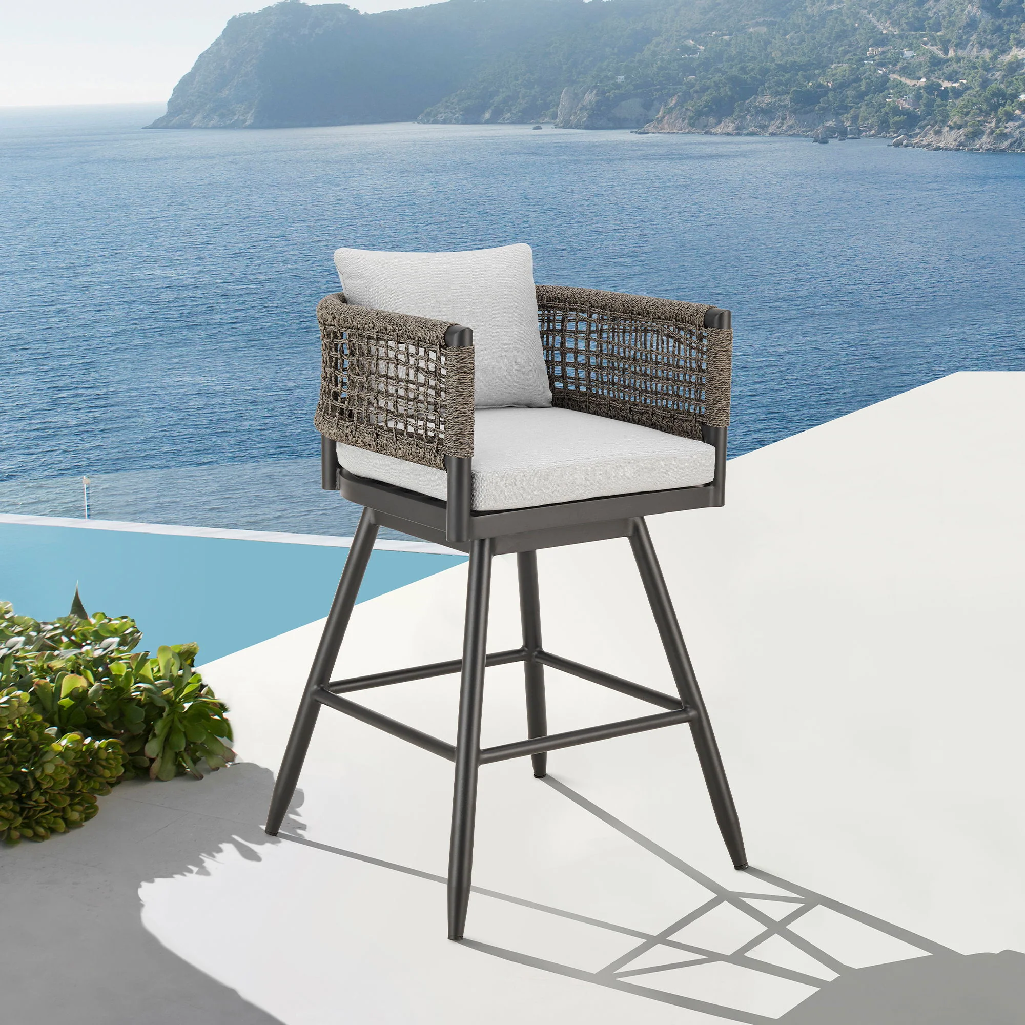 Alegria - Outdoor Patio Swivel Bar Stool - Image 11