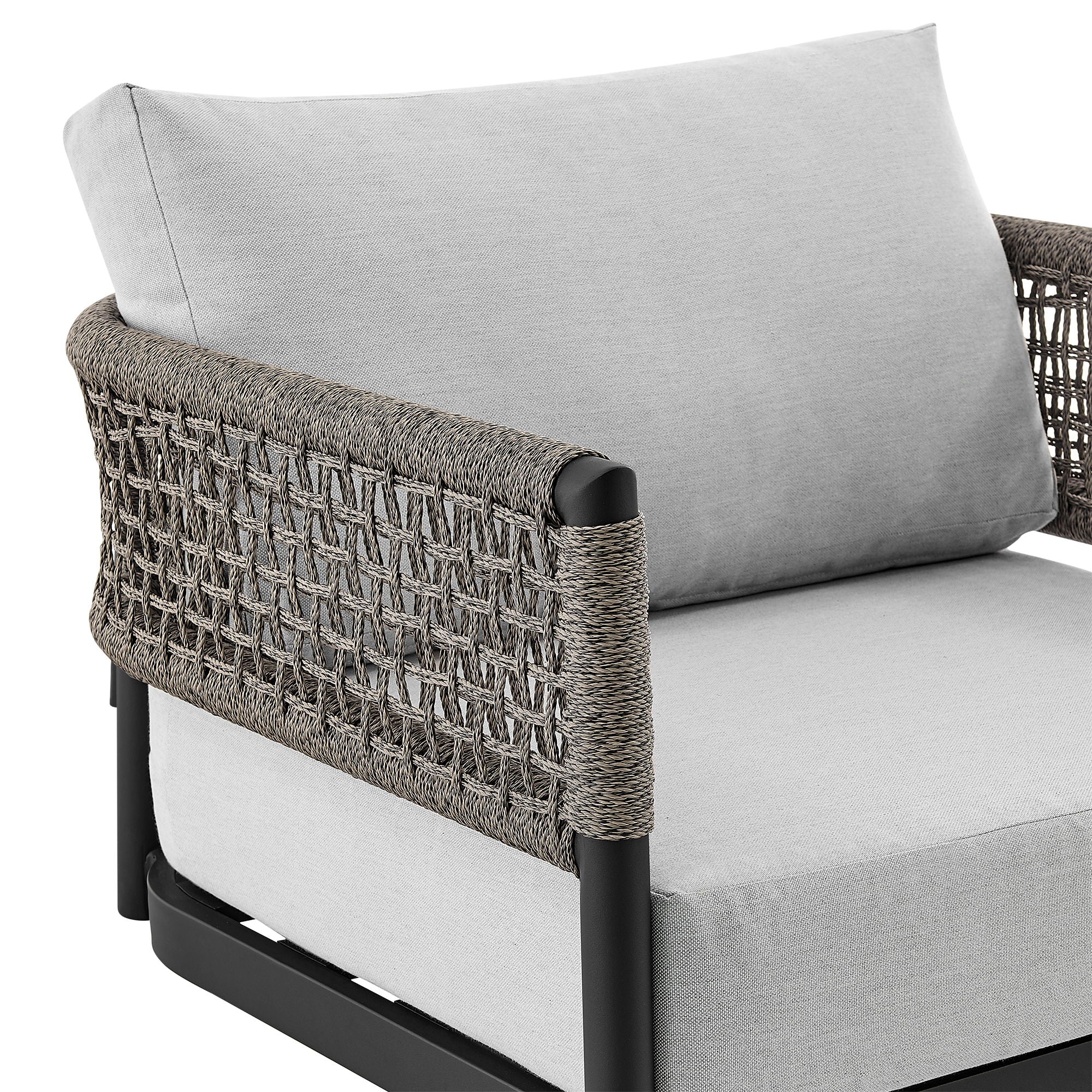 Alegria - Outdoor Patio Swivel Rocking Chair With Cushions - Black / Gray - Image 5