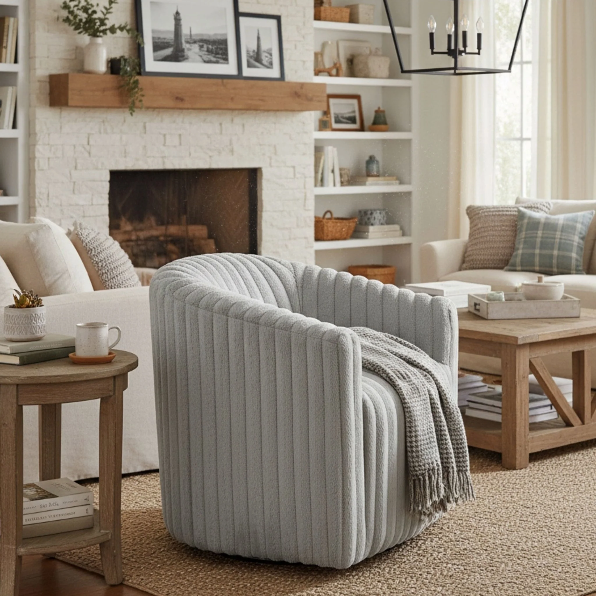 Alexa - Barrel Swivel Chair - Gray - Image 3