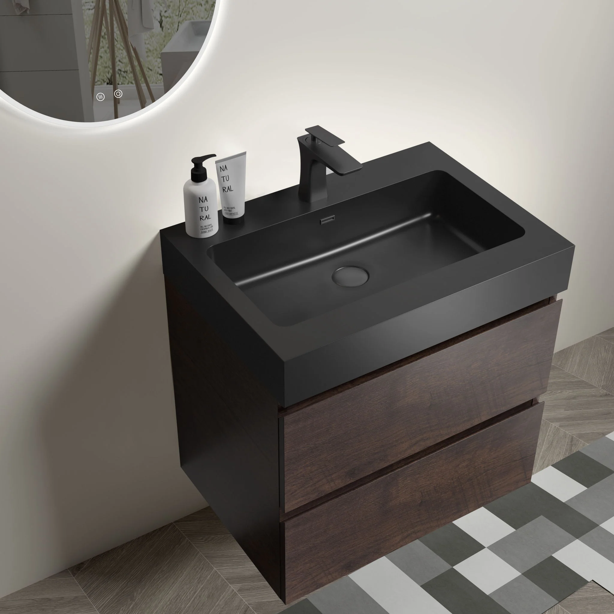 Alice - Bathroom Vanity Wall Mounted With Sink, Large Storage Floating Bathroom Vanity For Modern Bathroom, One-Piece Sink Basin Without Drain And Faucet - Image 19