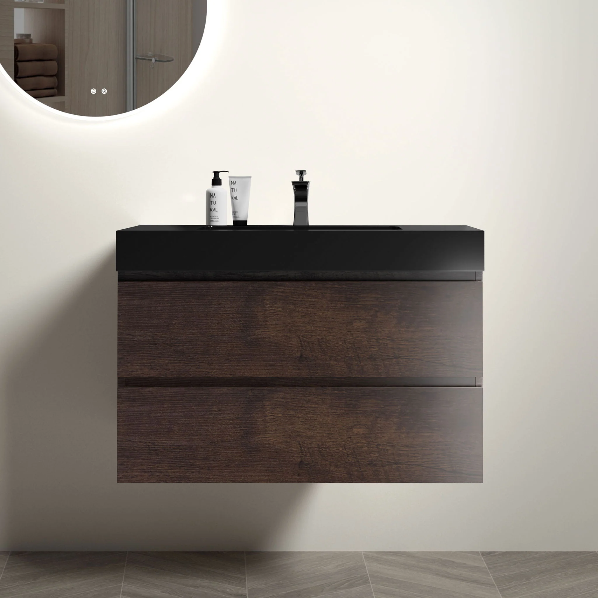 Alice - Bathroom Vanity Wall Mounted With Sink, Large Storage Floating Bathroom Vanity For Modern Bathroom, One-Piece Sink Basin Without Drain And Faucet - Image 25