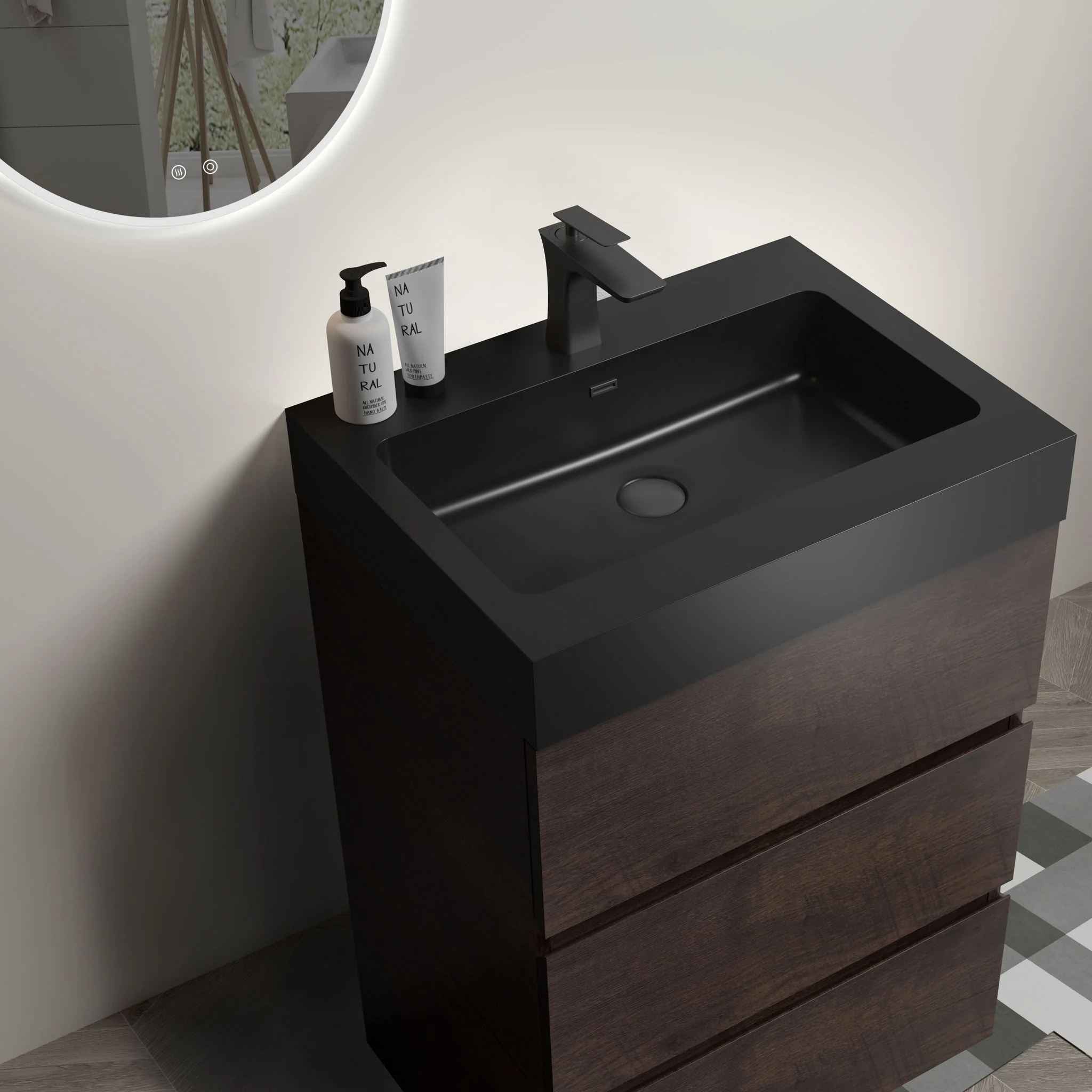 Alice - Bathroom Vanity With Large Storage Freestanding Bathroom Vanity, Sink For Modern Bathroom, One-Piece Sink Basin Without Drain And Faucet - Image 30