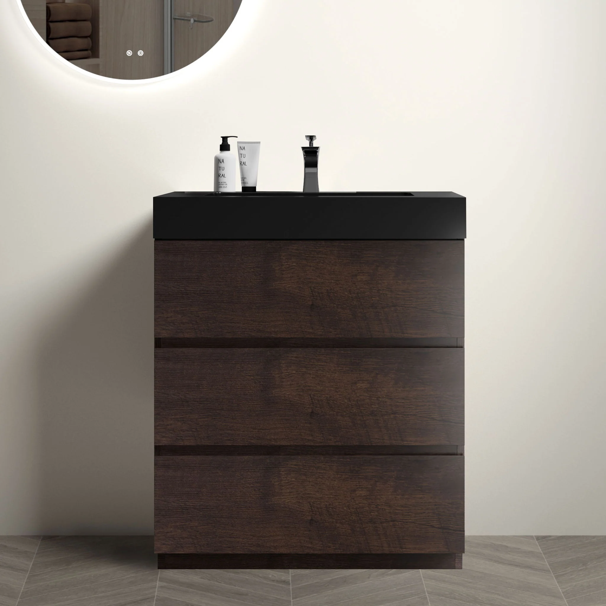 Alice - Bathroom Vanity With Large Storage Freestanding Bathroom Vanity, Sink For Modern Bathroom, One-Piece Sink Basin Without Drain And Faucet - Image 31