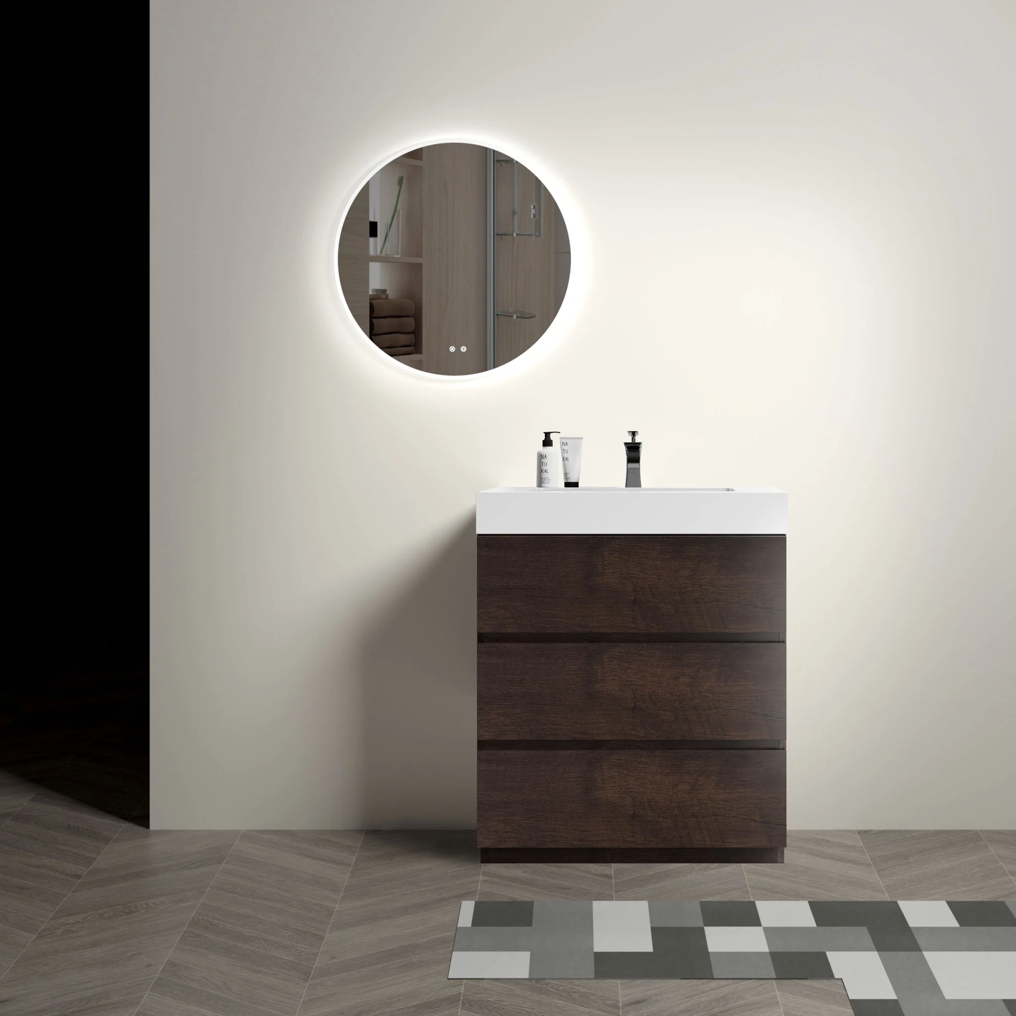 Alice - Bathroom Vanity With Large Storage Freestanding Bathroom Vanity, Sink For Modern Bathroom, One-Piece Sink Basin Without Drain And Faucet - Image 32