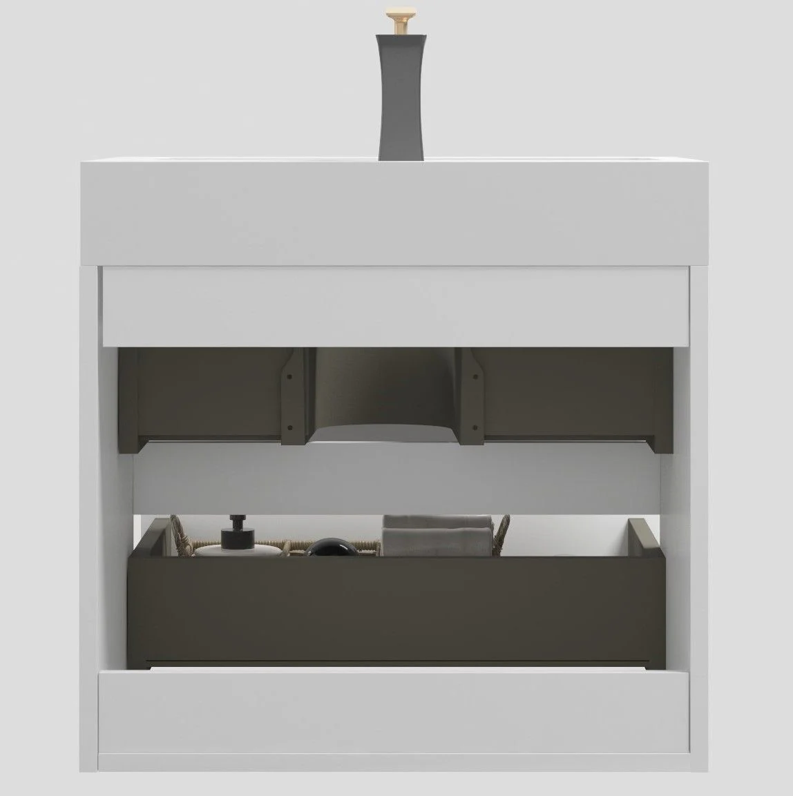 Alice - Bathroom Vanity With Large Storage, Sink Wall Mounted Floating Bathroom Vanity For Modern Bathroom, One-Piece Sink Basin Without Drain And Faucet - Image 26