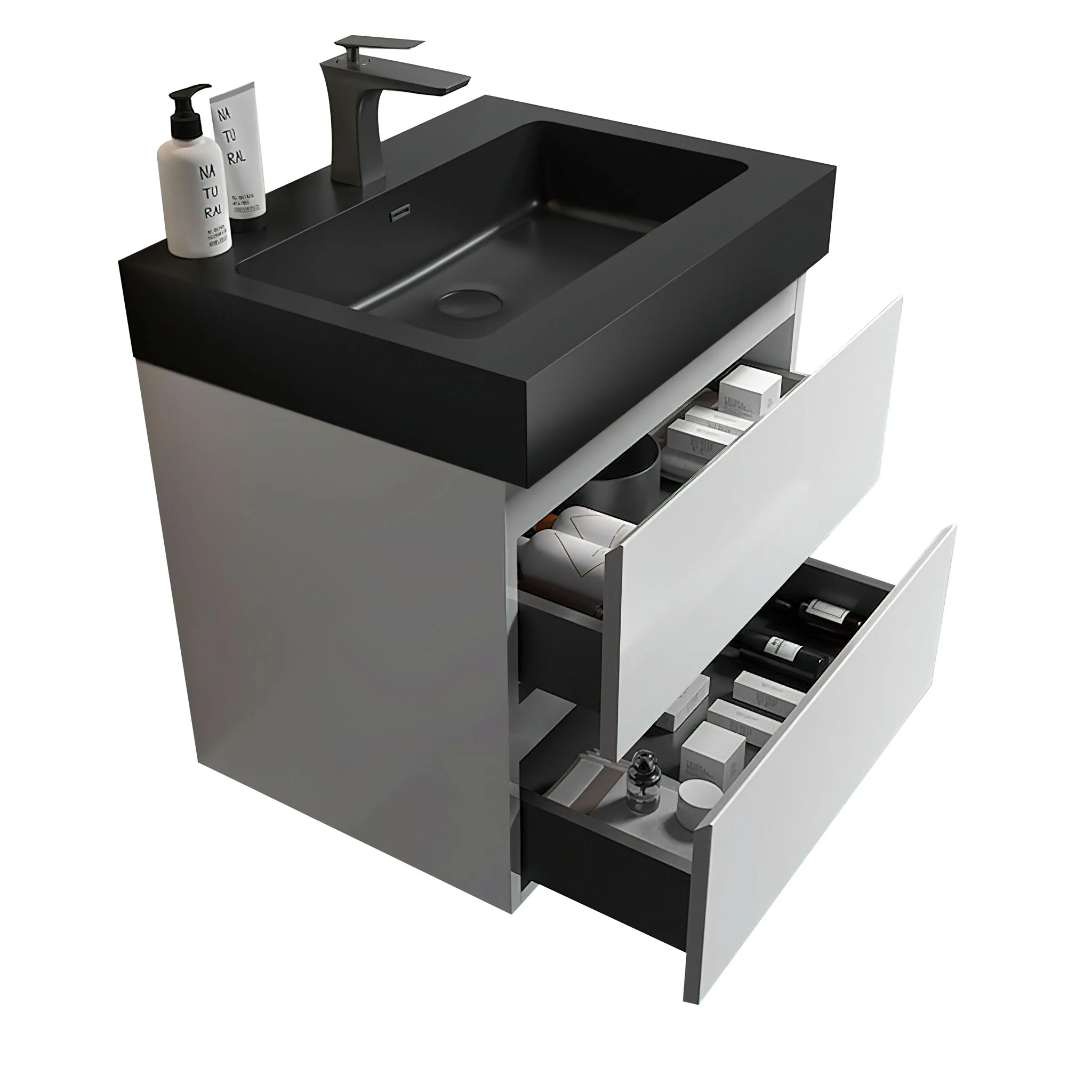 Alice - Bathroom Vanity With Large Storage, Sink Wall Mounted Floating Bathroom Vanity For Modern Bathroom, One-Piece Sink Basin Without Drain And Faucet - Image 5