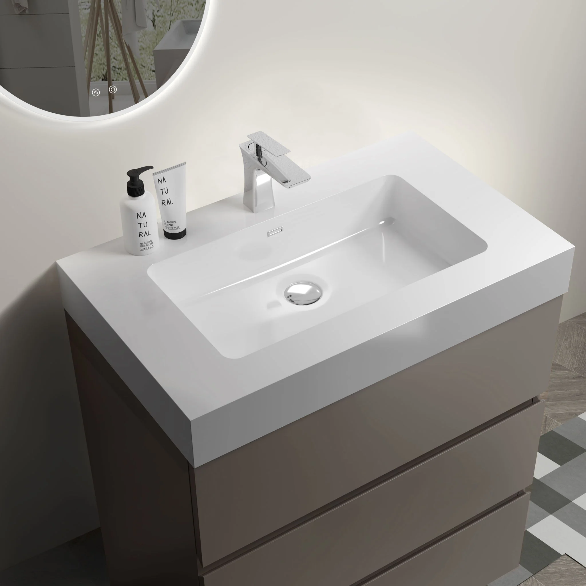Alice - Bathroom Vanity With Sink, Large Storage Freestanding Bathroom Vanity For Modern Bathroom, One-Piece Sink Basin Without Drain And Faucet - Image 17