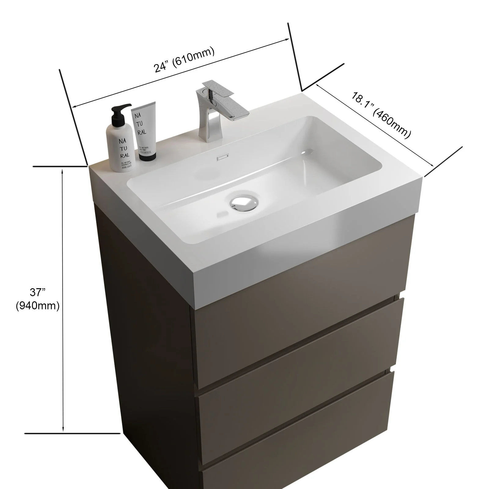 Alice - Bathroom Vanity With Sink, Large Storage Freestanding Bathroom Vanity For Modern Bathroom, One-Piece Sink Basin Without Drain And Faucet - Image 33