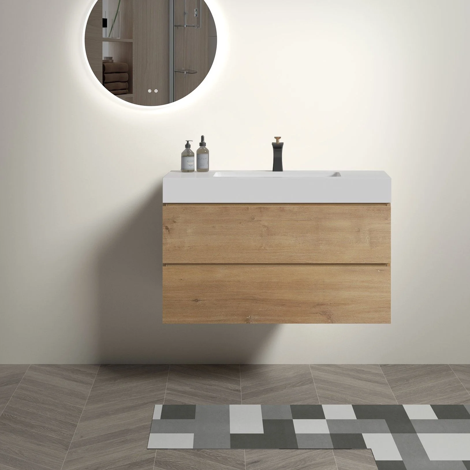 Alice - Bathroom Vanity With Sink, Large Storage Wall Mounted Floating Bathroom Vanity For Modern Bathroom - Image 2