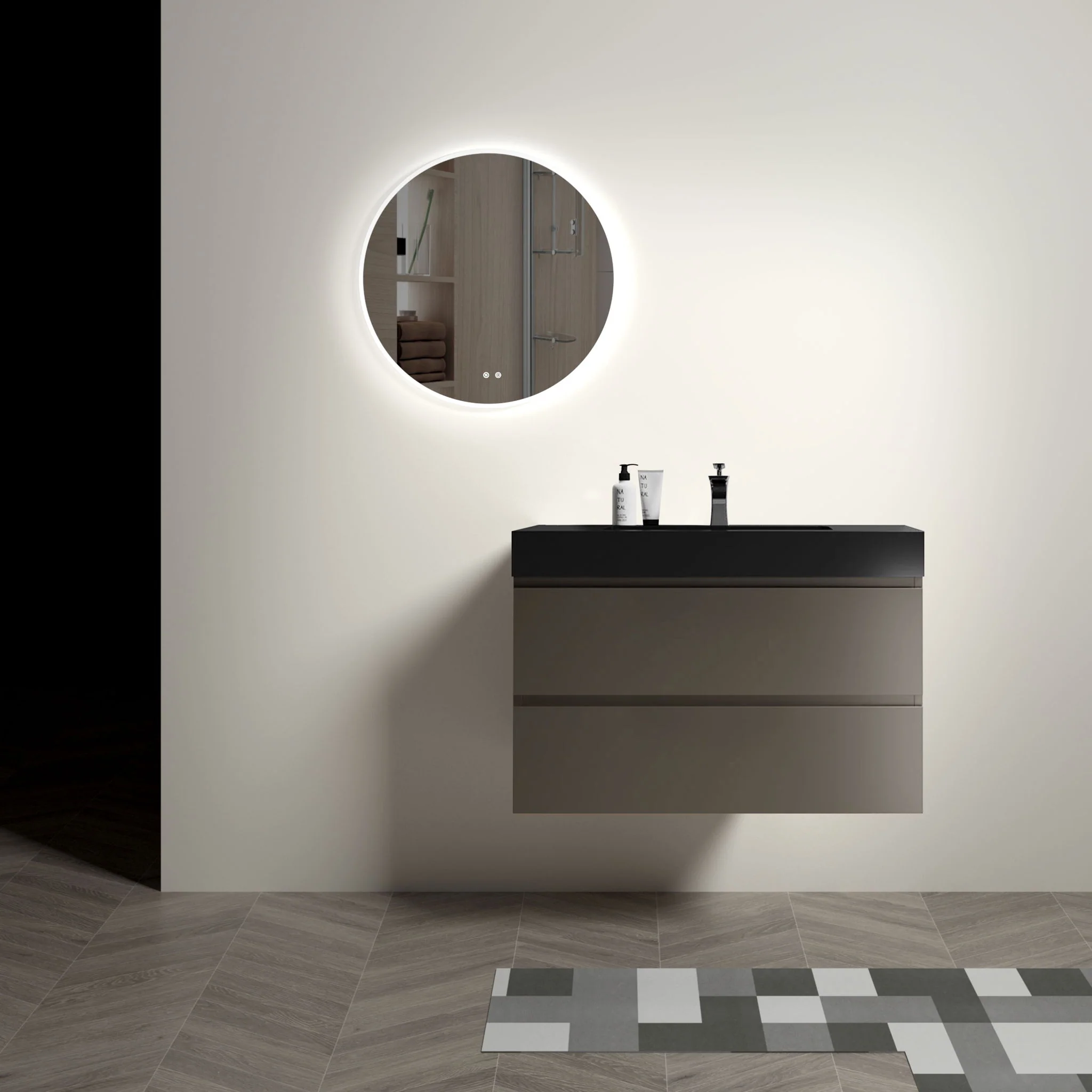 Alice - Bathroom Vanity With Sink, Large Storage Wall Mounted Floating Bathroom Vanity For Modern Bathroom, One-Piece Sink Basin Without Drain And Faucet - Image 18