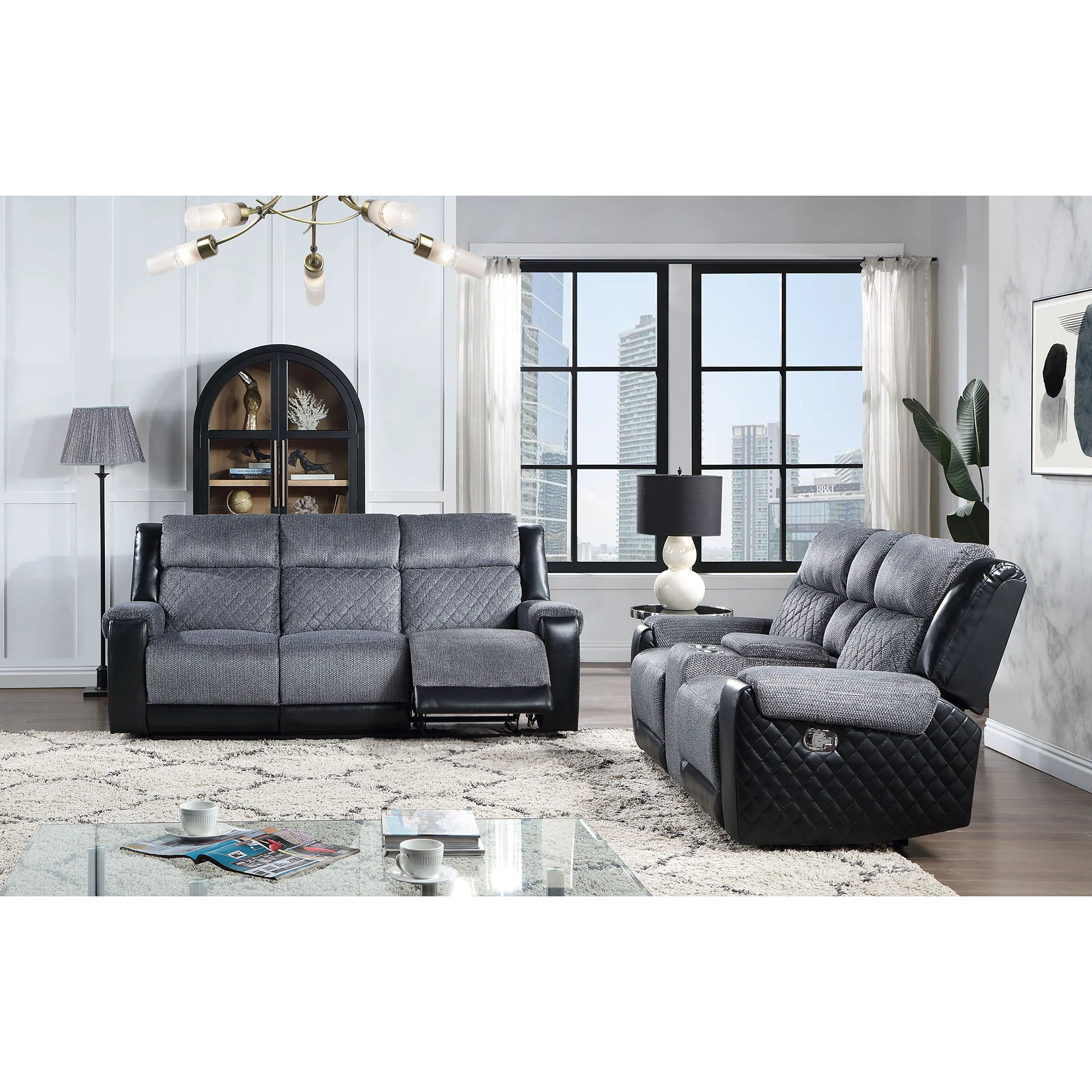 Alicia - Reclining Sofa - Gray / Black - Image 5