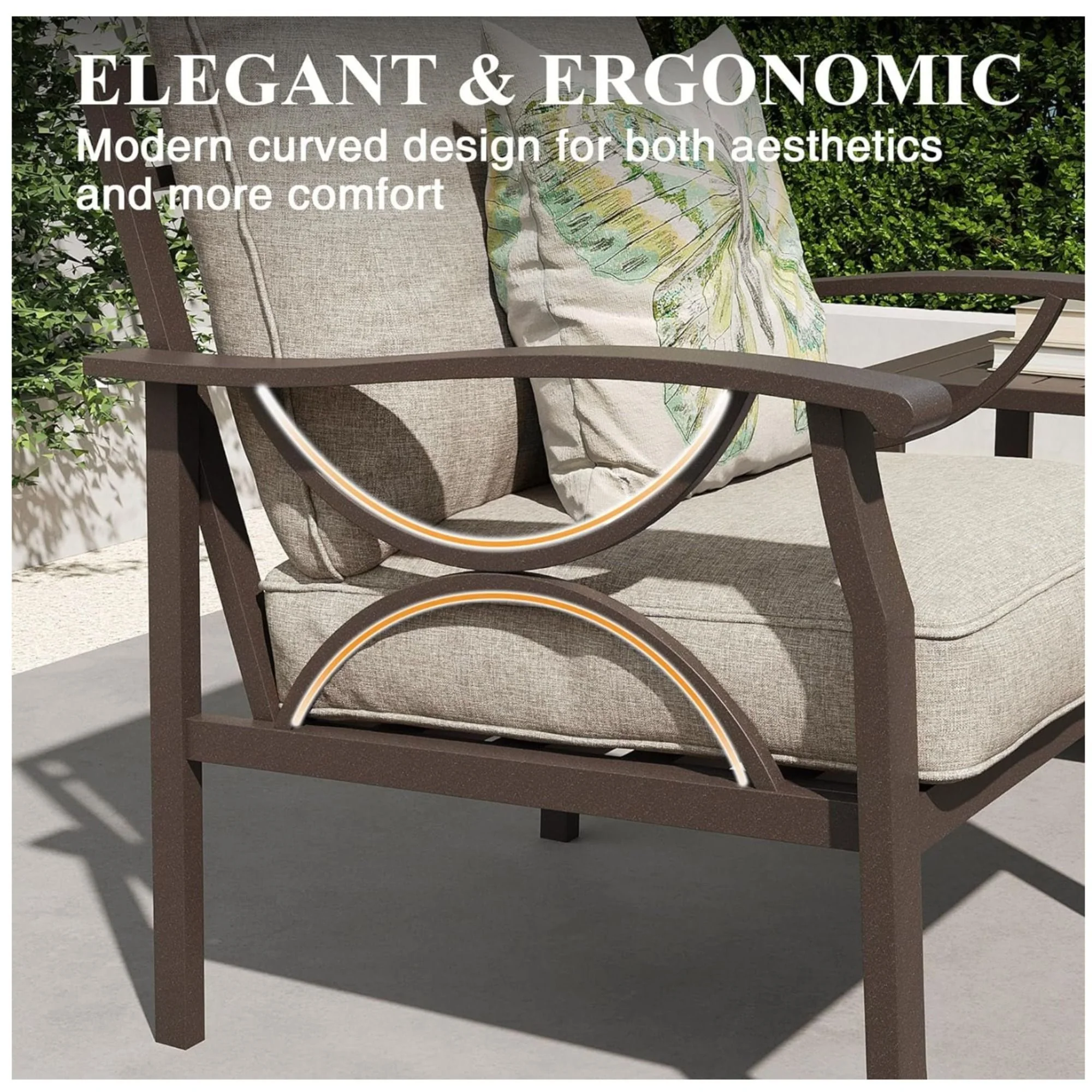 All-Weather 3 Seat Patio Sofa With Cushions - Image 3