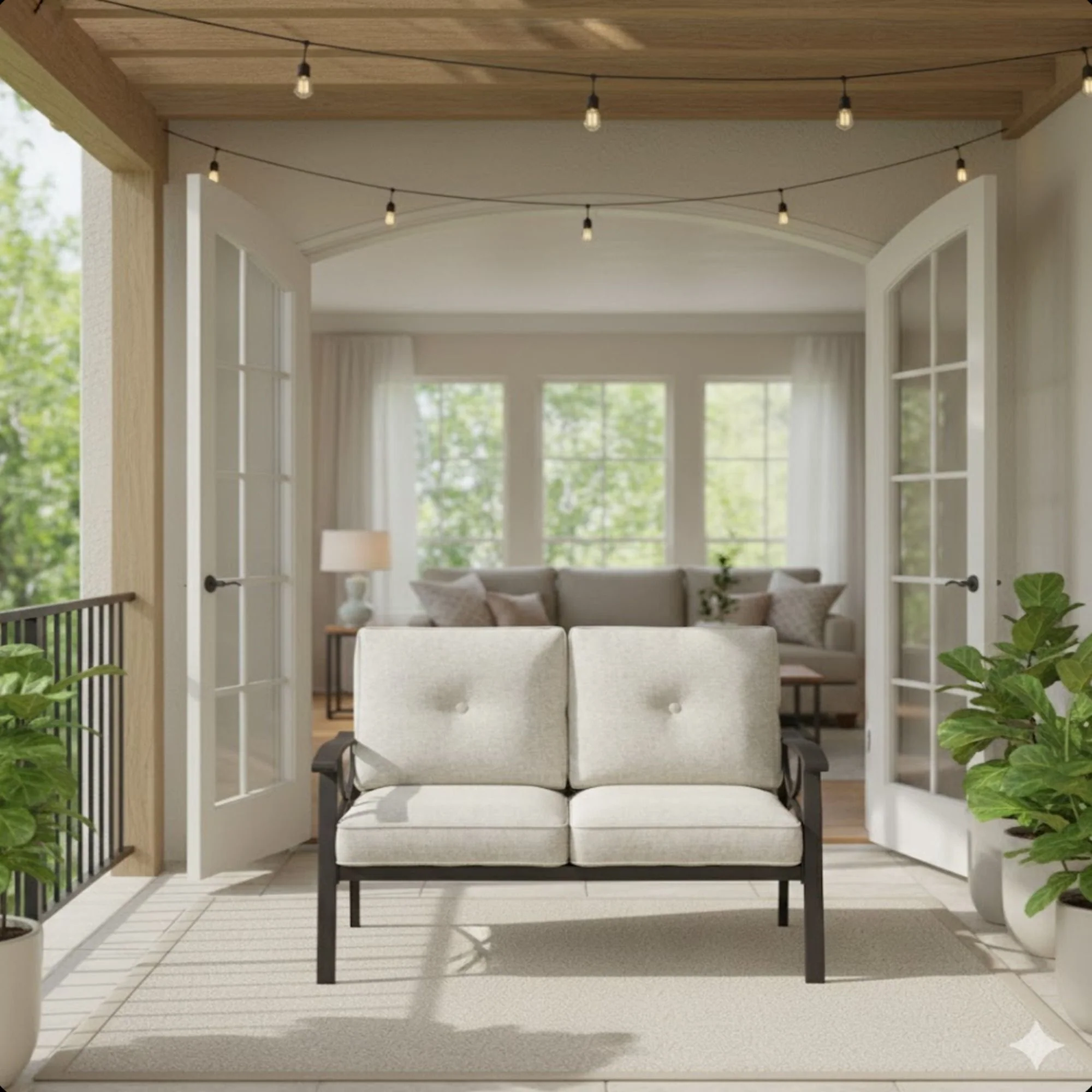 All-Weather Loveseat 2 Seats Sofa With Cushions - Image 3