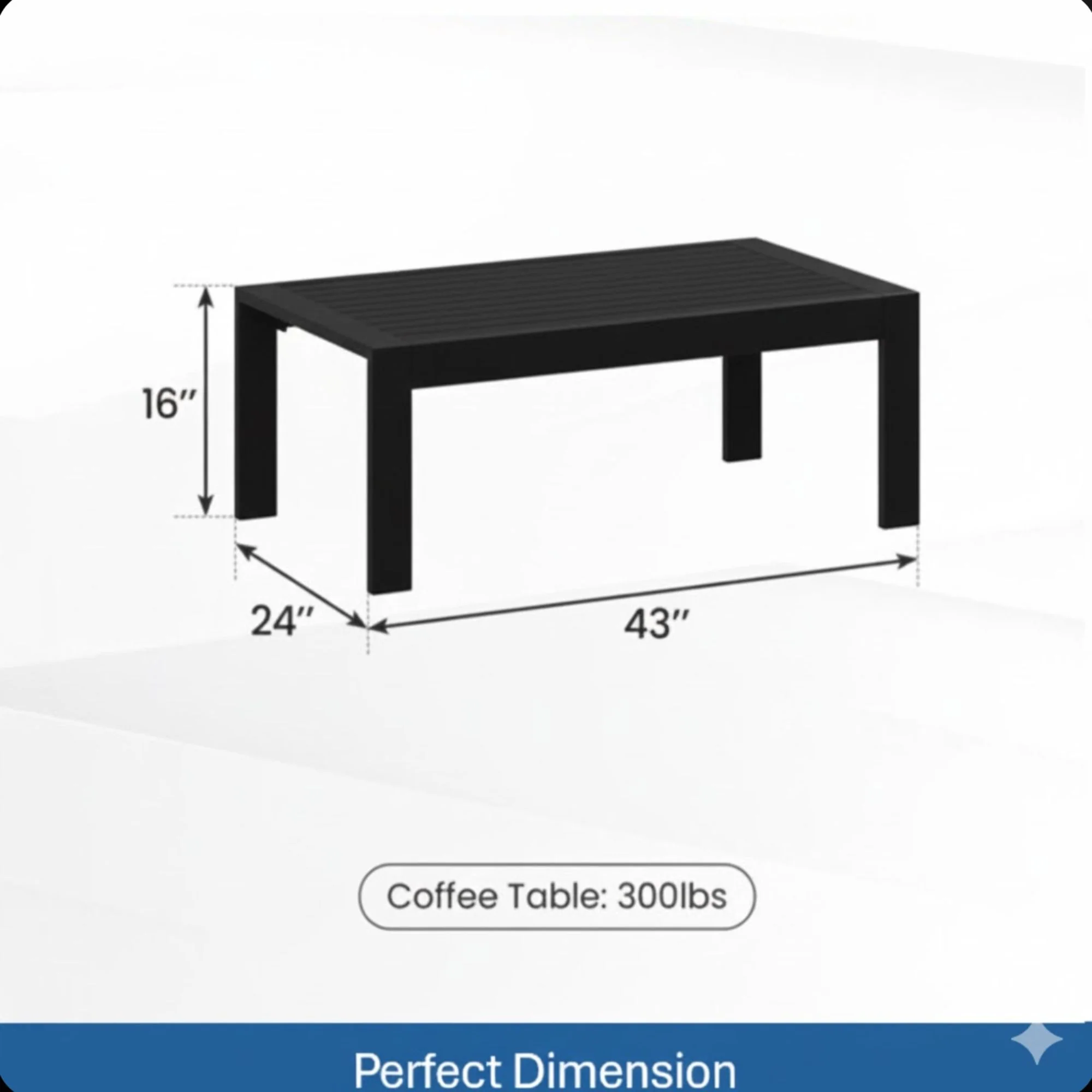 All-Weather Outdoor Coffee Table With Wood-Look Top - Image 23