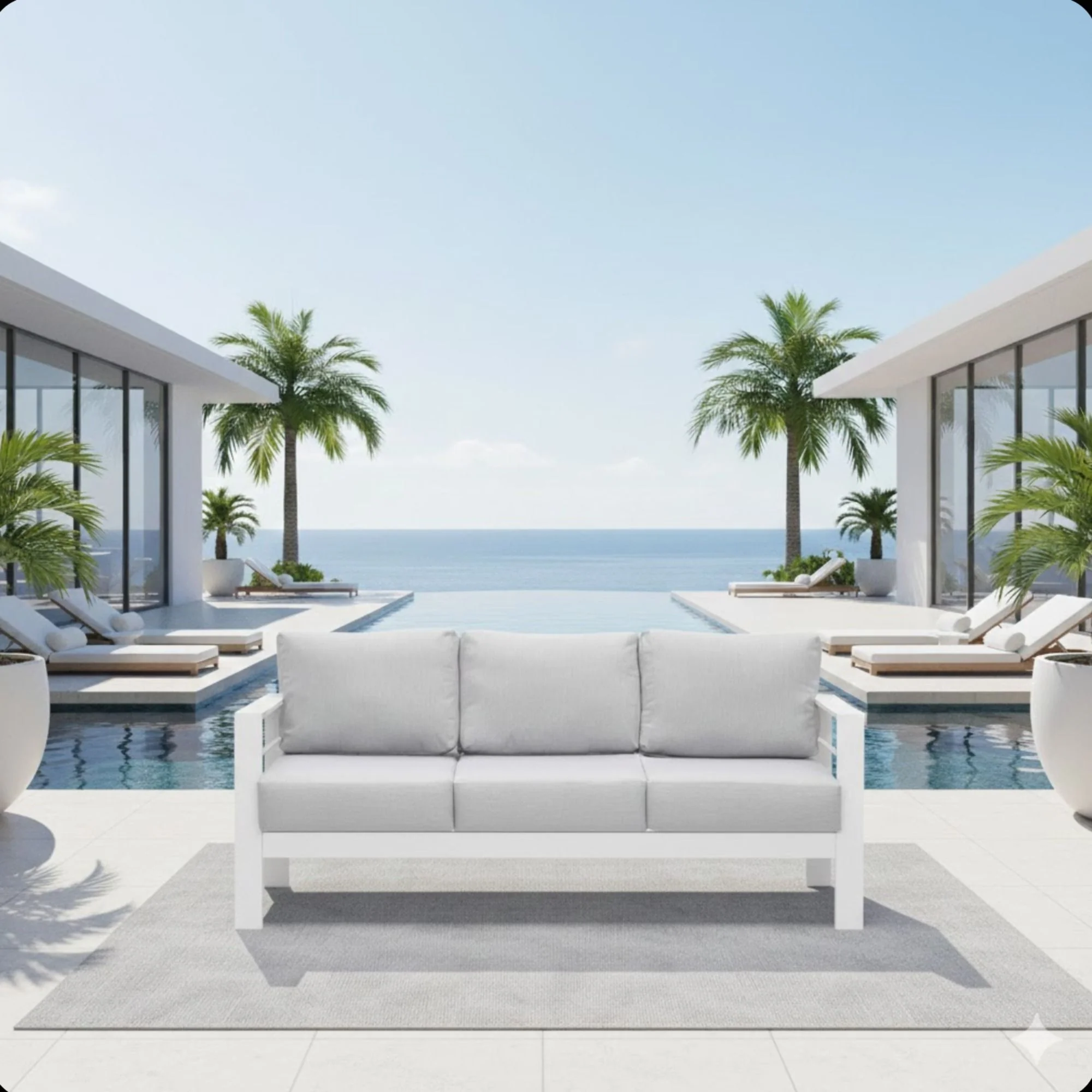 All-Weather Patio Sofa & Cushions, 3 Seat Outdoor Couch - Image 11