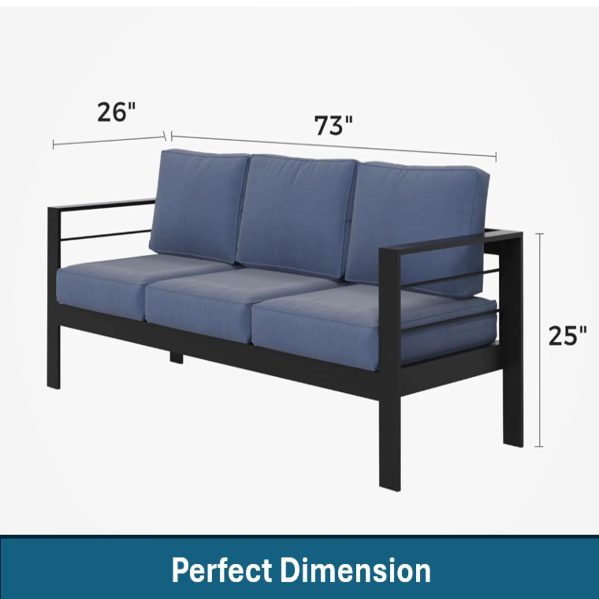 All-Weather Patio Sofa With Cushions, 3 Seat Outdoor Couch - Image 20