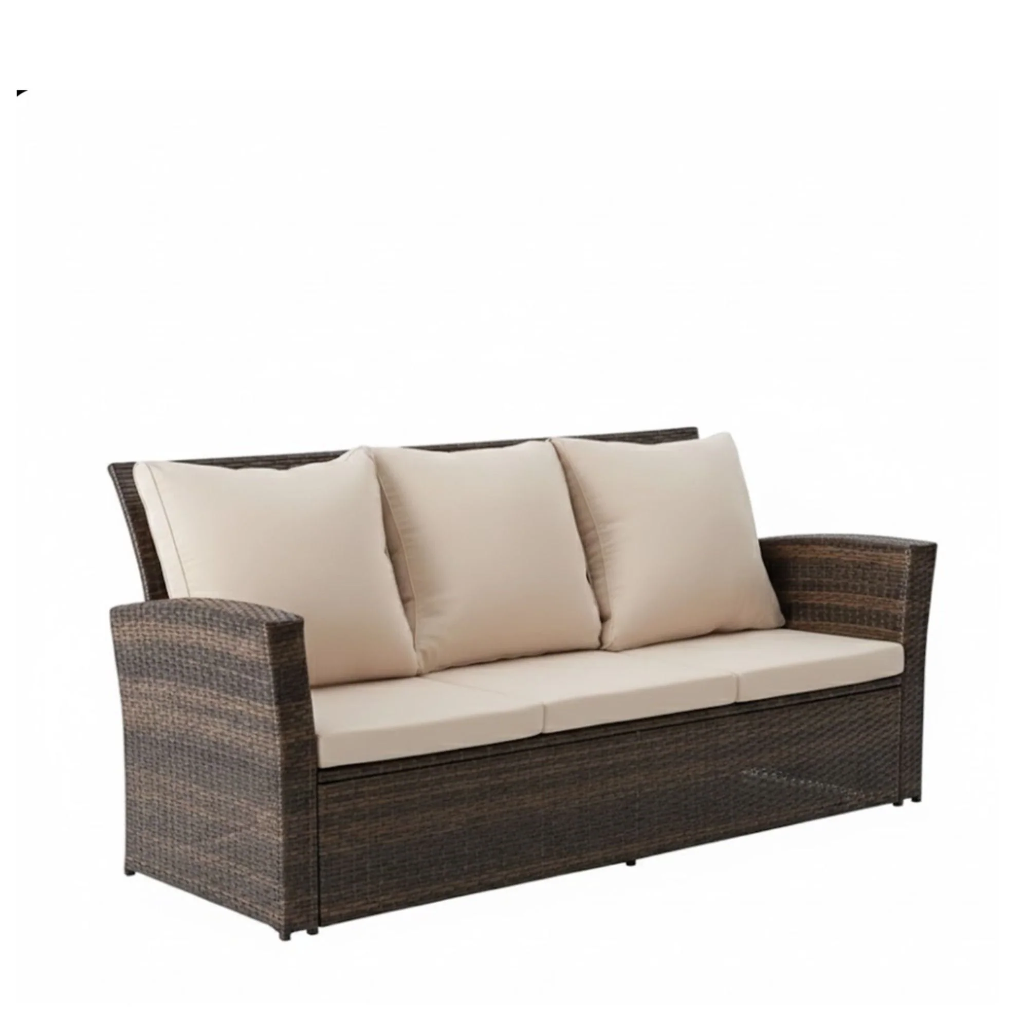 All-Weather Wicker 3 Seat Patio Sofa With Thick Cushions - Image 15