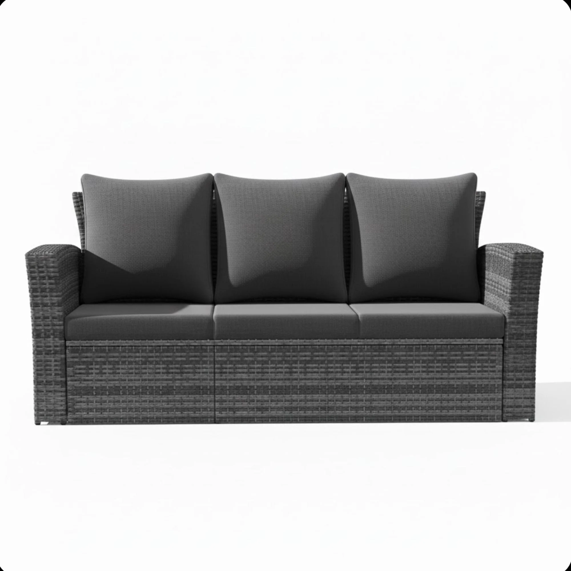 All-Weather Wicker 3 Seat Patio Sofa With Thick Cushions - Image 5
