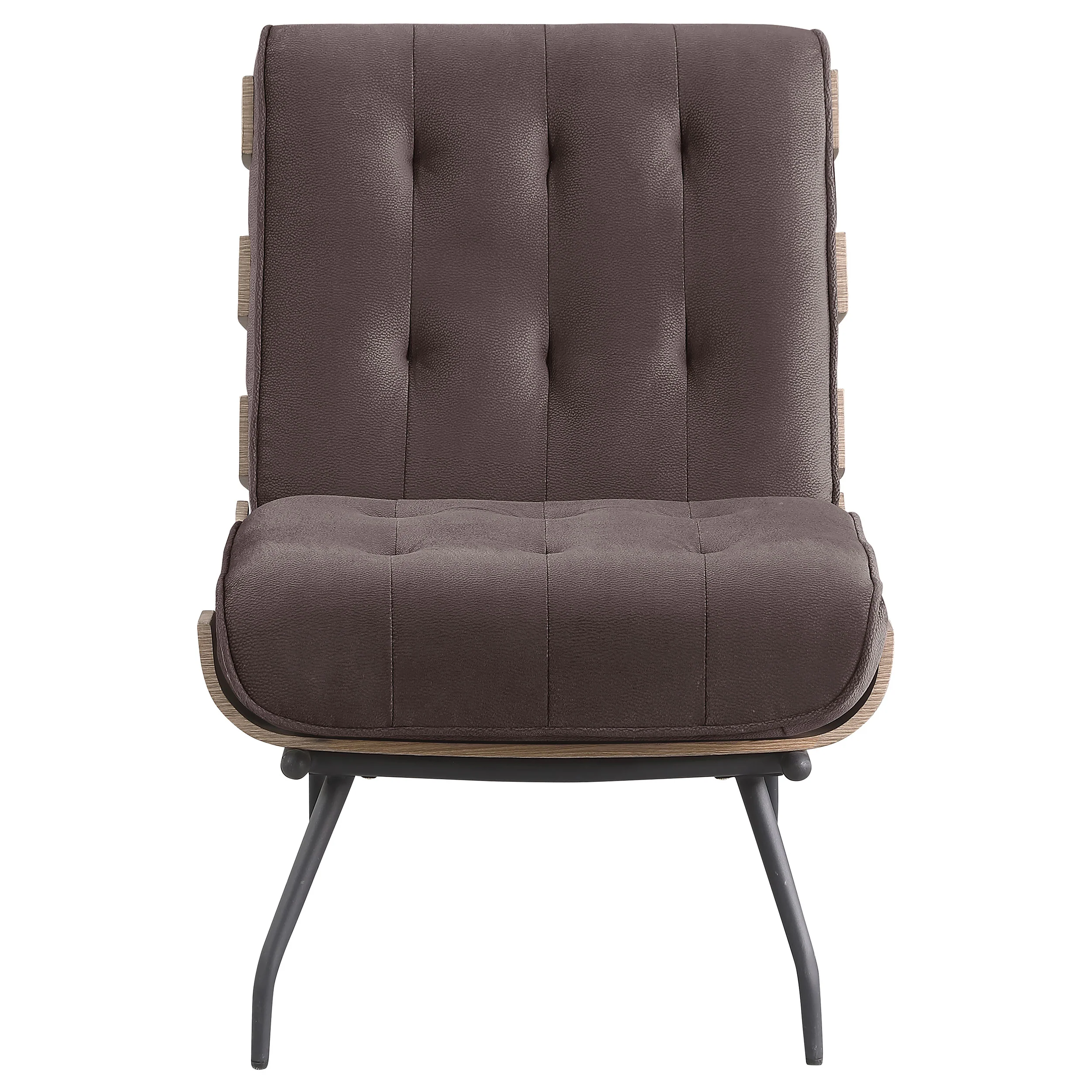 Aloma Upholstered Tufted Armless Accent Chair, Dark Brown - Image 2