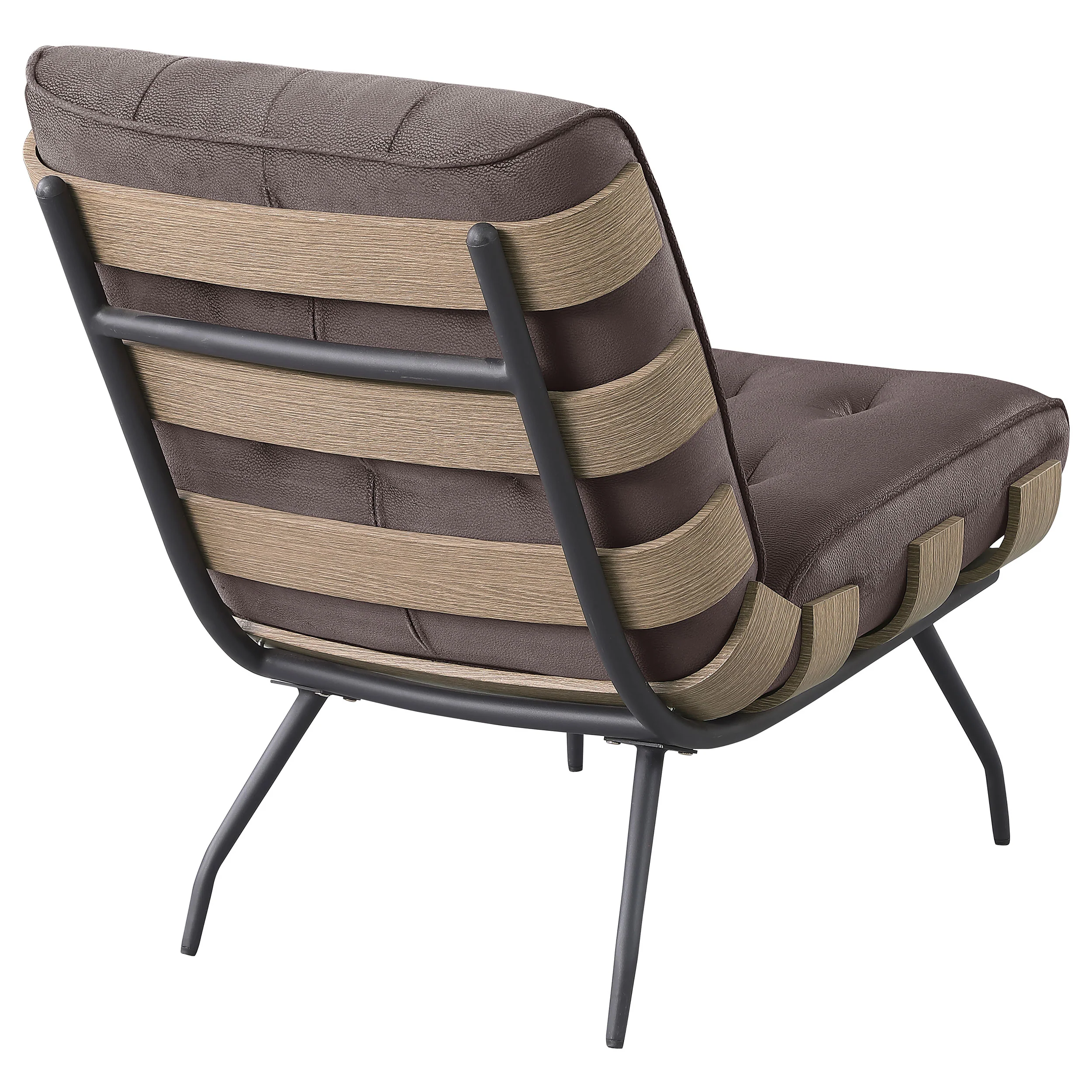 Aloma Upholstered Tufted Armless Accent Chair, Dark Brown - Image 9