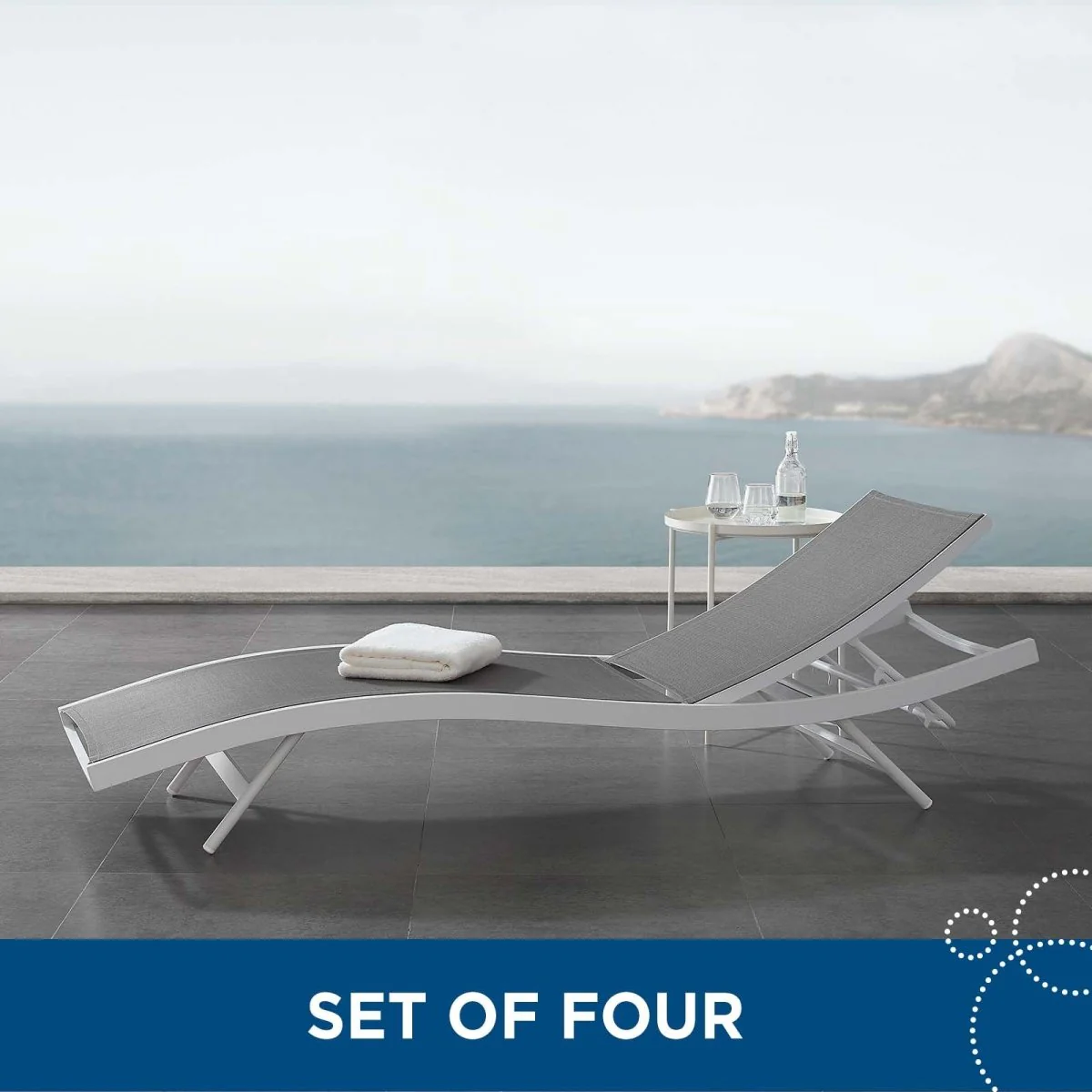 Aluminum Mesh Outdoor Chaise Lounge Chair for Patio, Poolside and Backyard Relaxation - Image 57